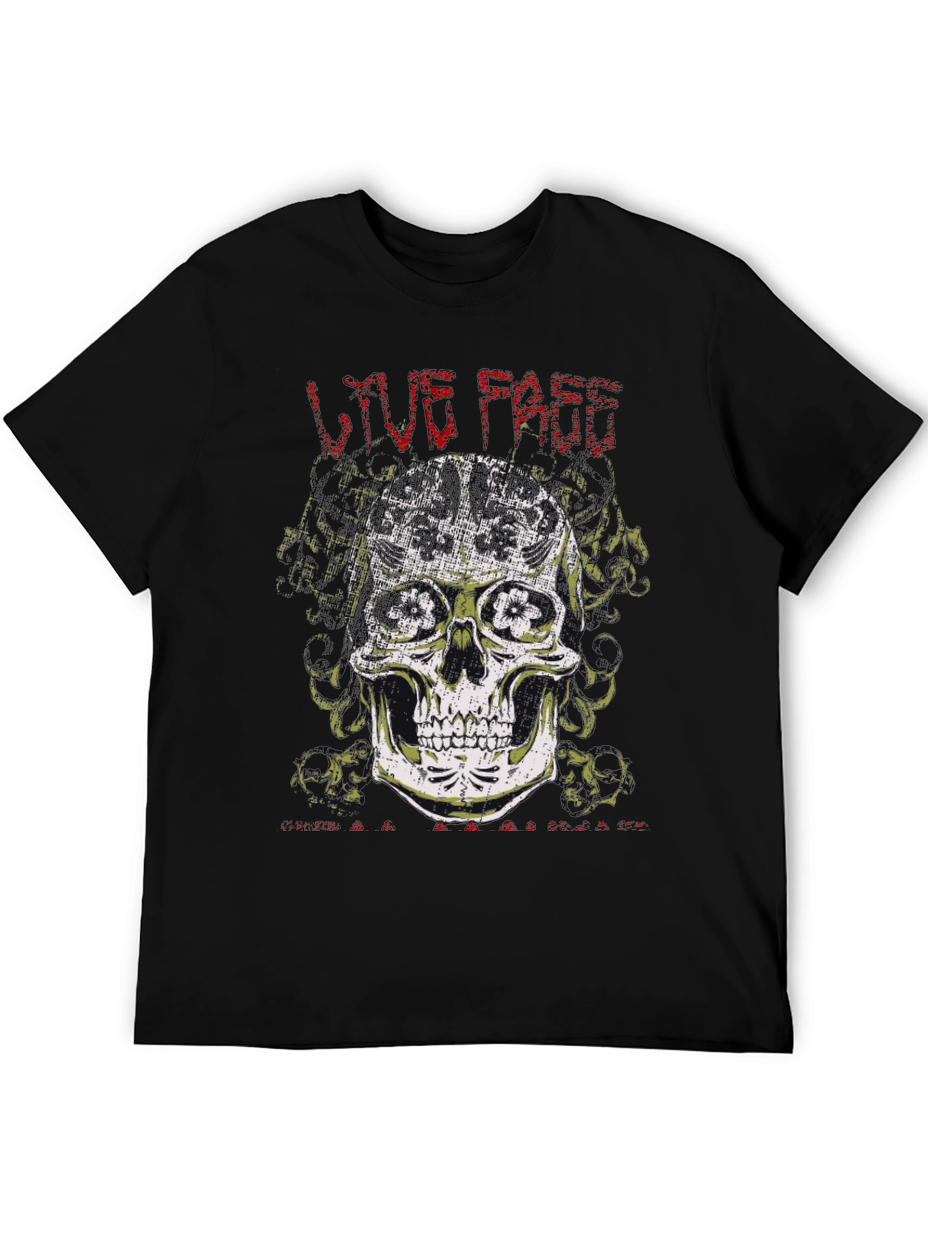 Live Fast Skull Graphic Tee - Black