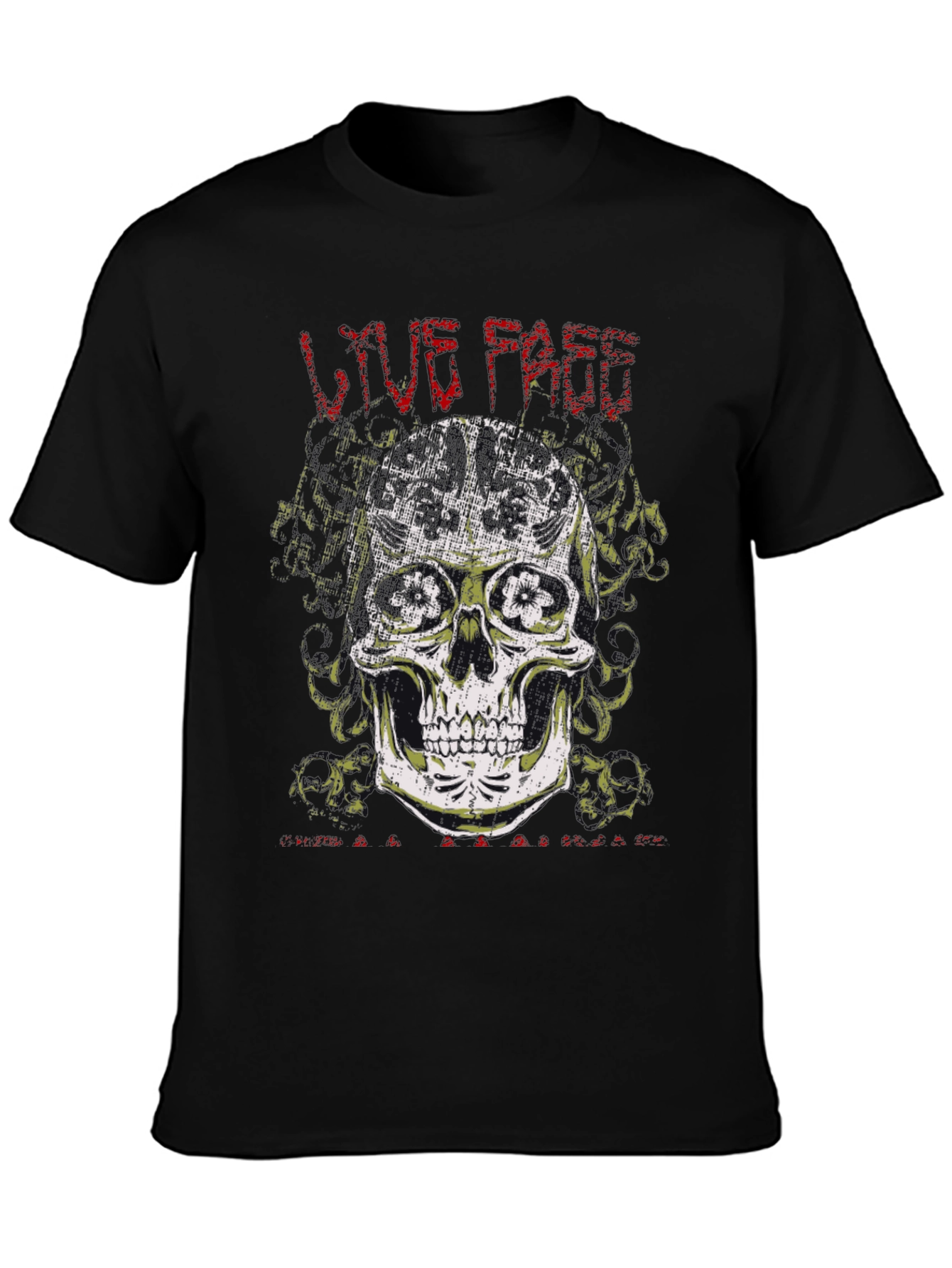 Live Fast Skull Graphic Tee - Black