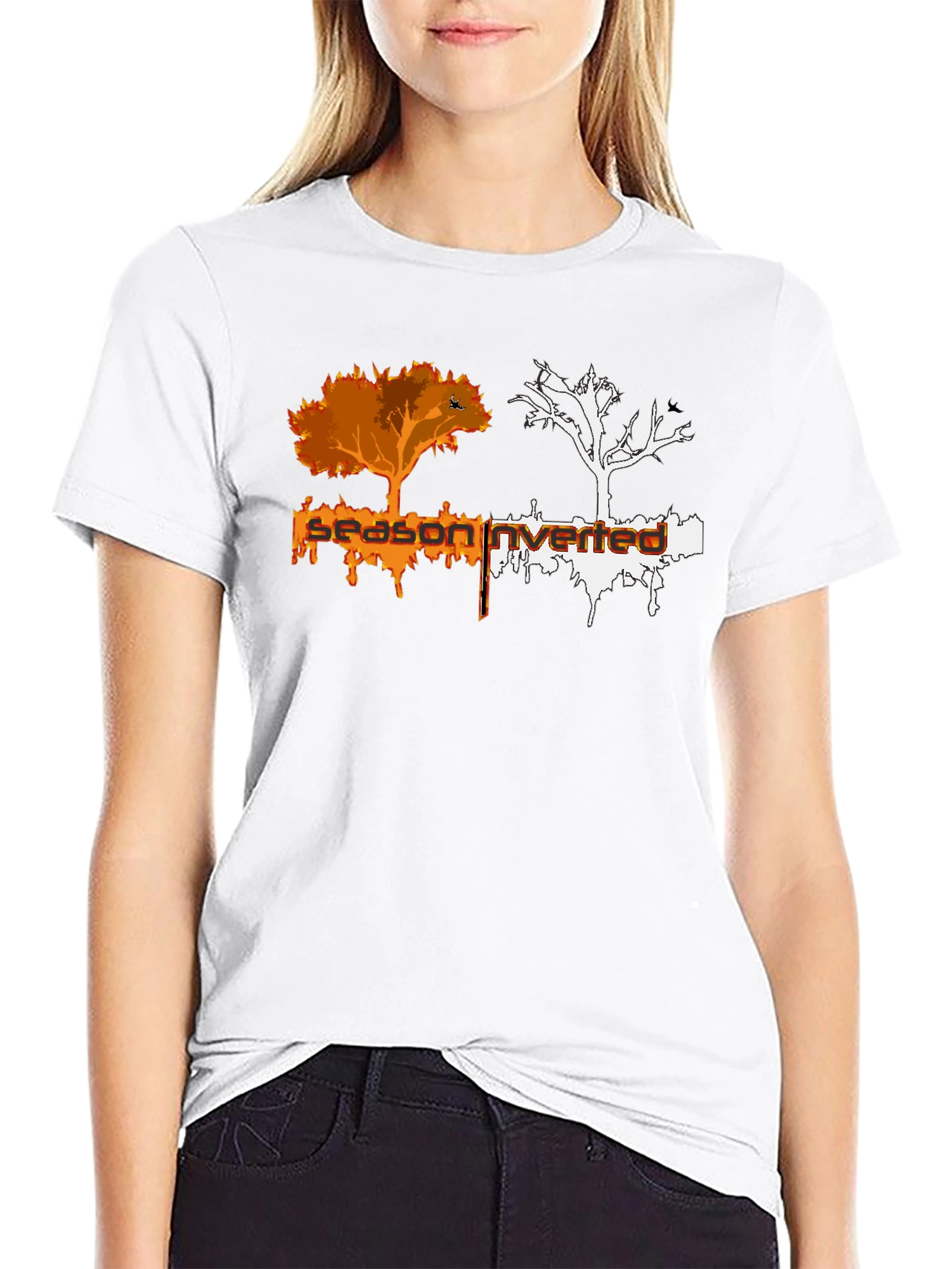 Inverted Season Tree Graphic Black T-Shirt