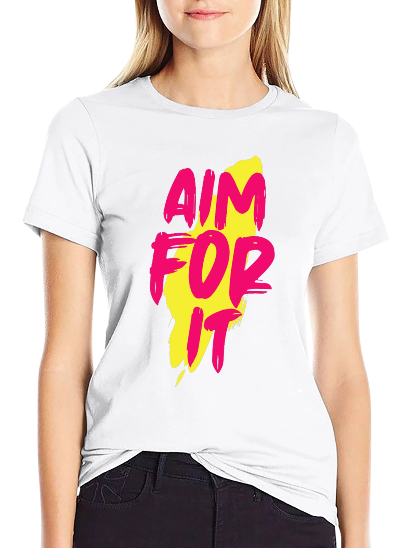 Aim For It Graphic Print Black T-Shirt