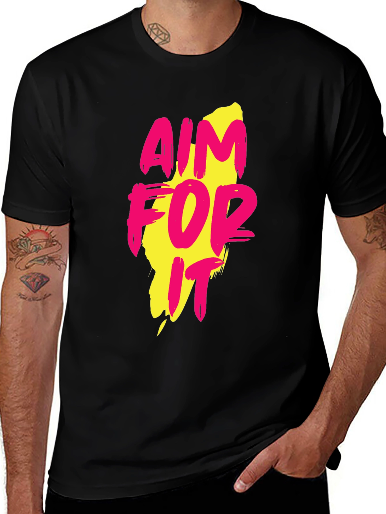 Aim For It Graphic Print Black T-Shirt