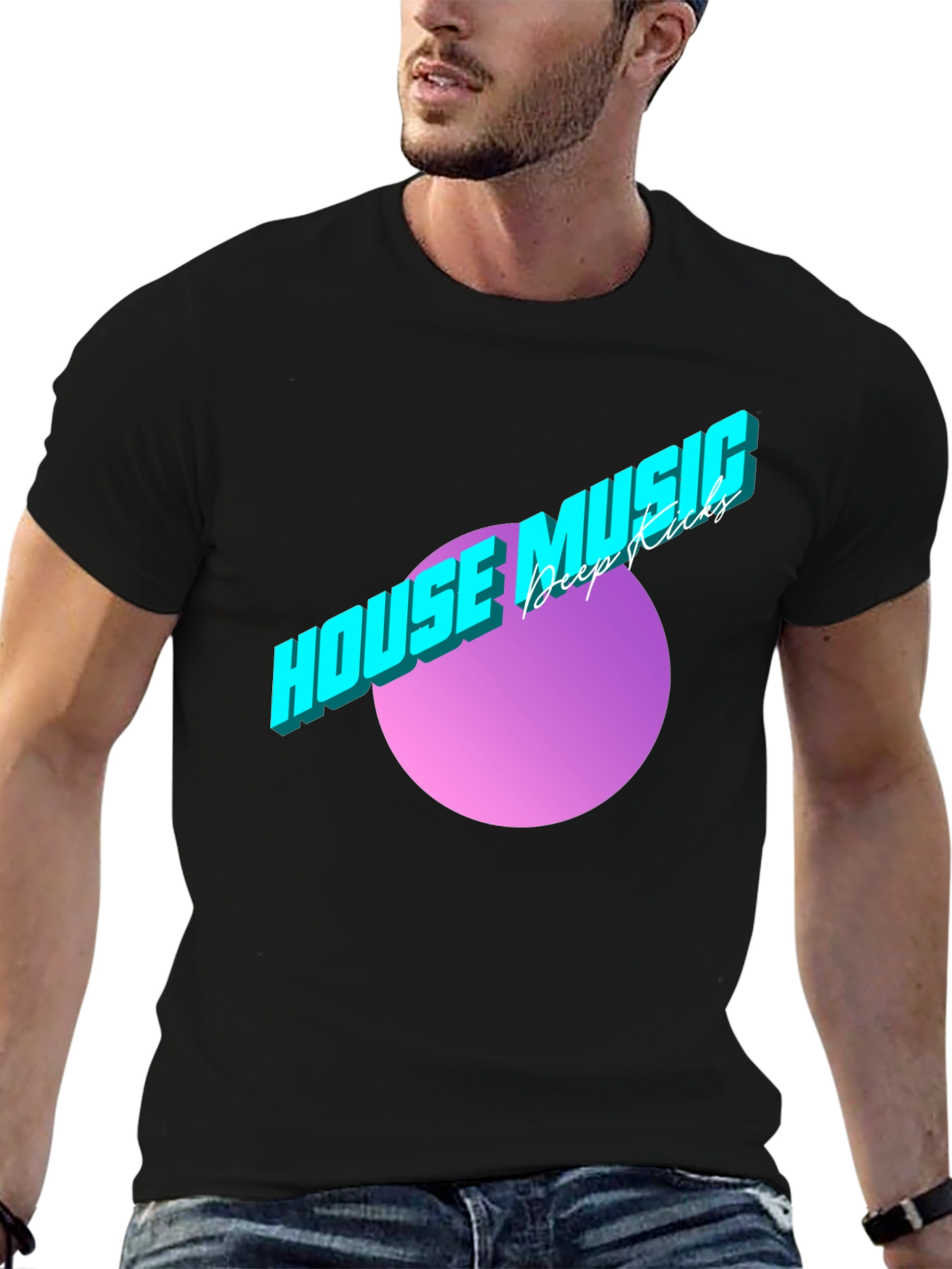 House Music Deep Kicks Black T-Shirt