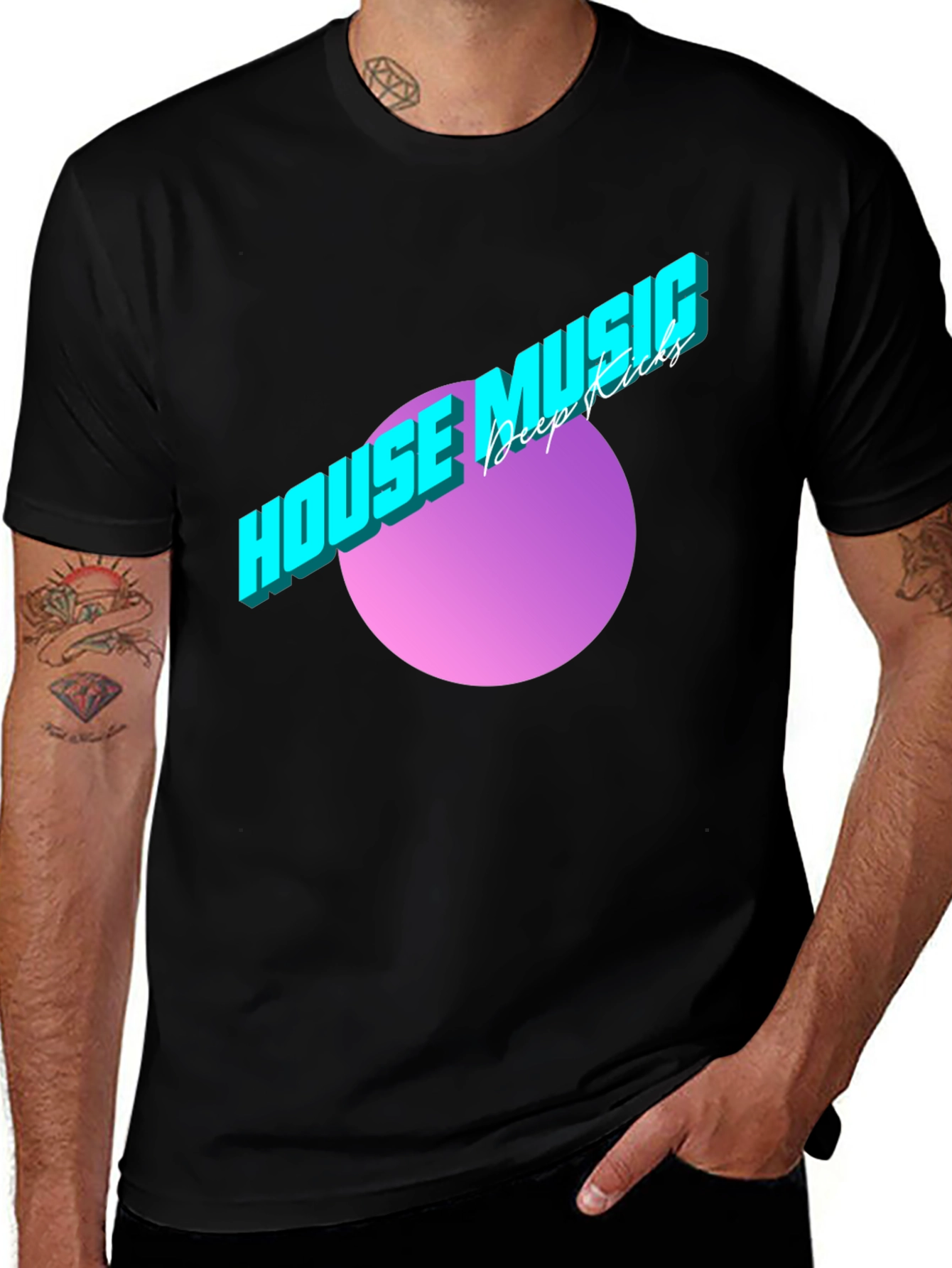 House Music Deep Kicks Black T-Shirt