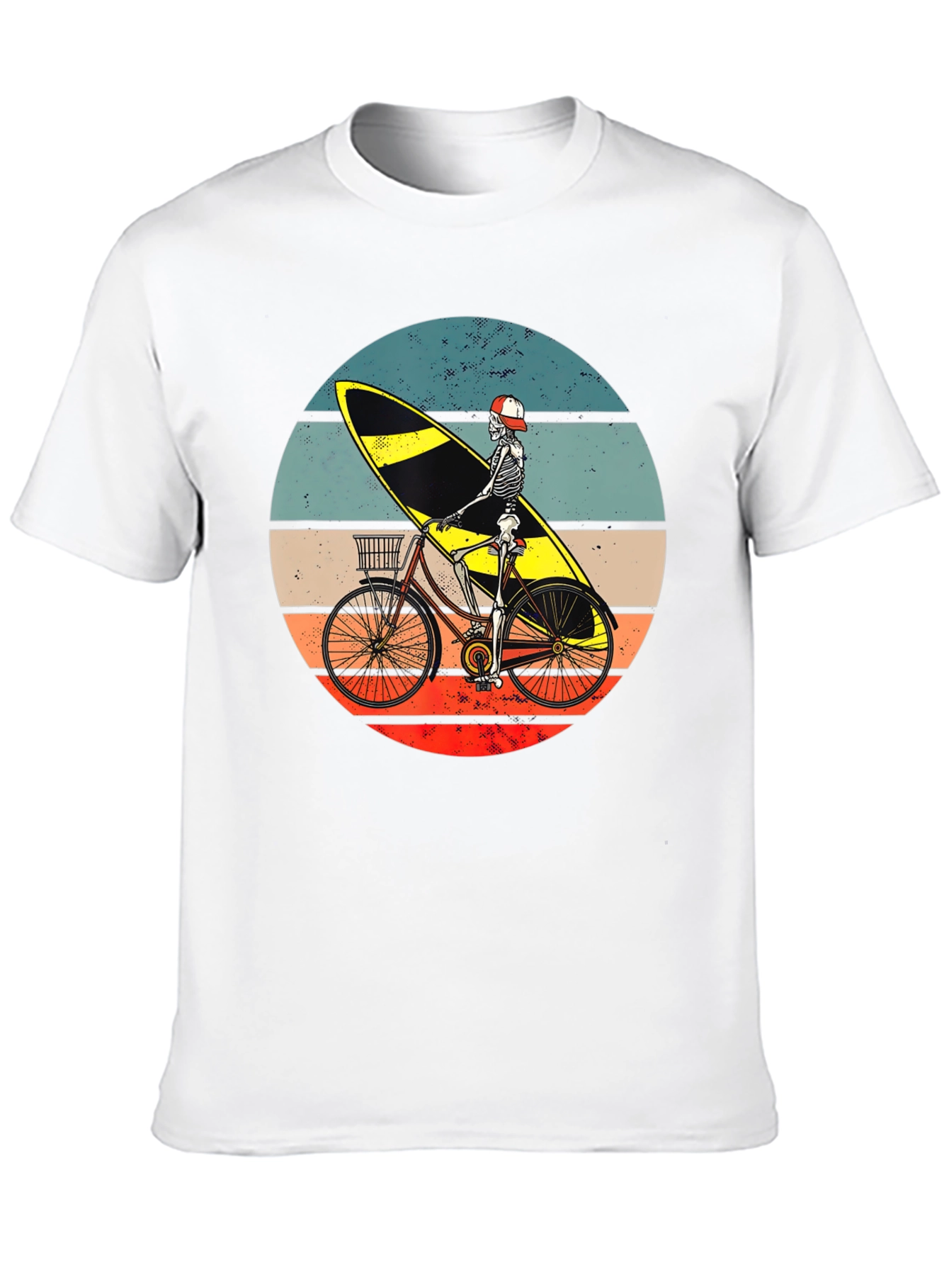 Skeleton Surfer Bike Graphic Tee