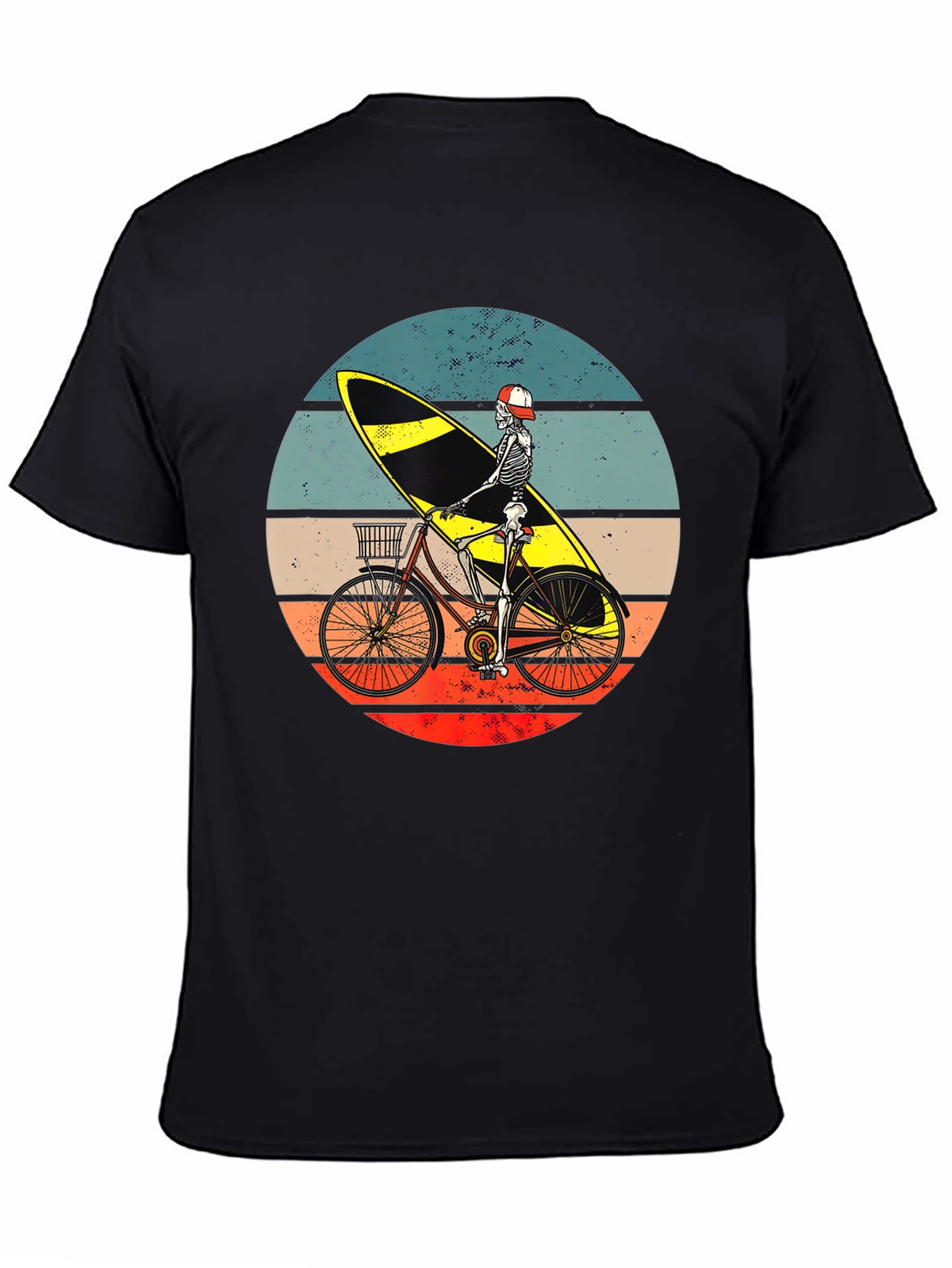 Skeleton Surfer Bike Graphic Tee