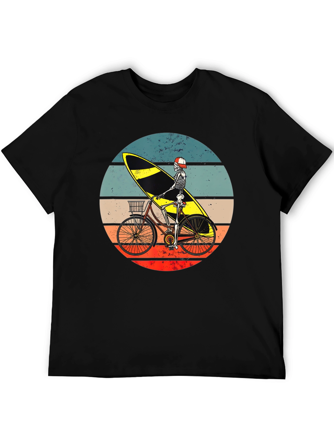 Skeleton Surfer Bike Graphic Tee