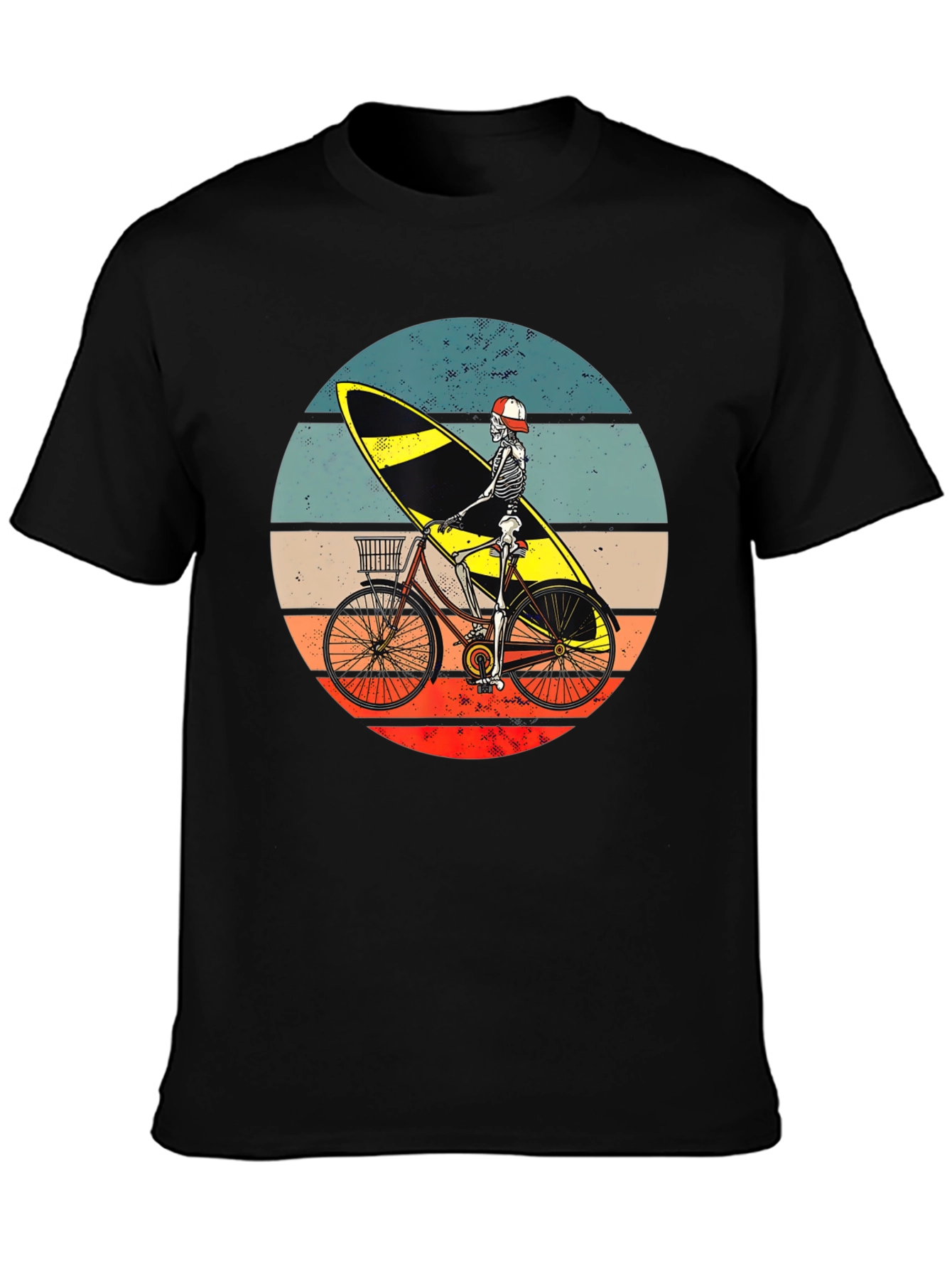 Skeleton Surfer Bike Graphic Tee