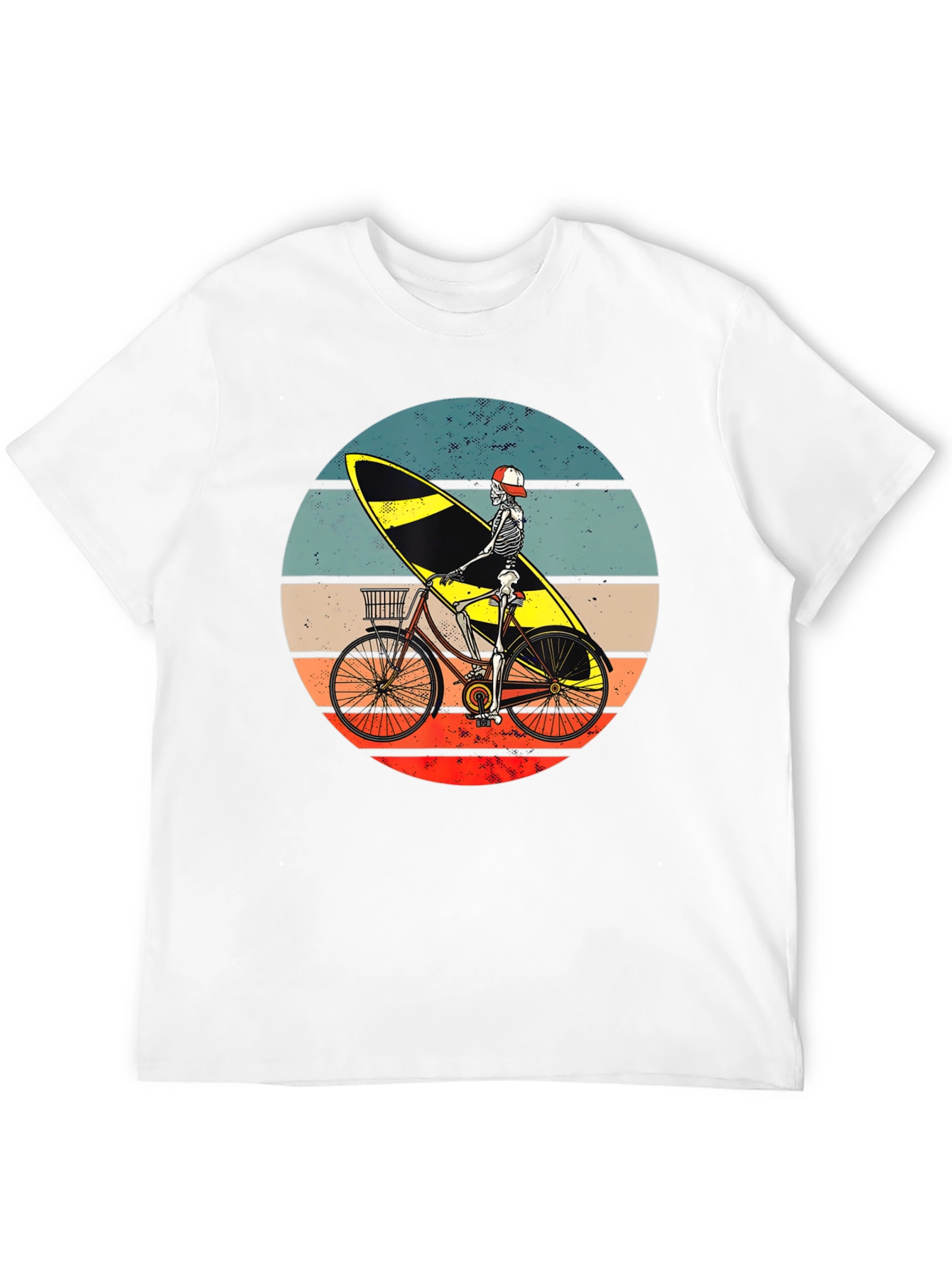 Skeleton Surfer Bike Graphic Tee