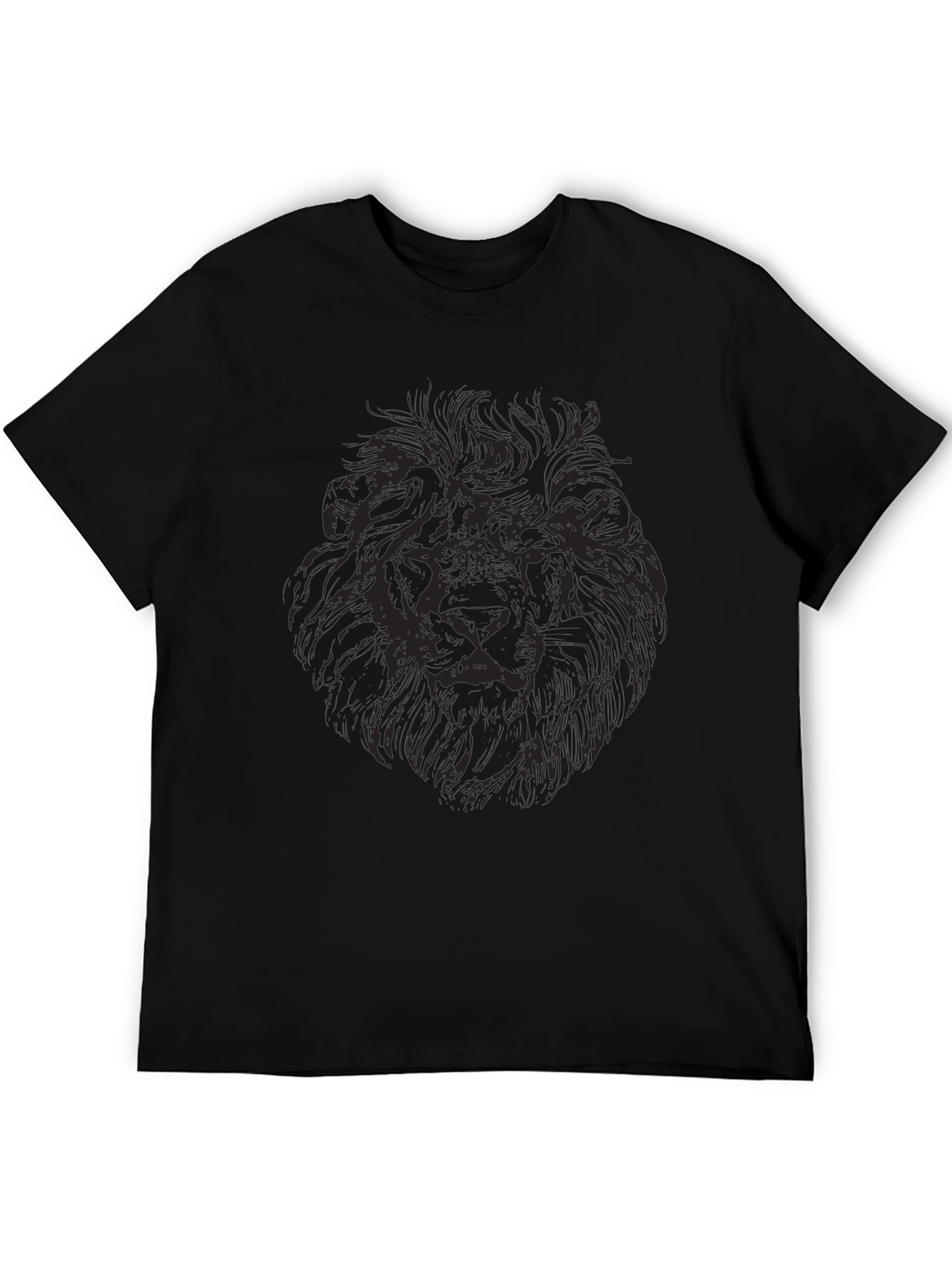 Mens Black Lion Graphic T-Shirt