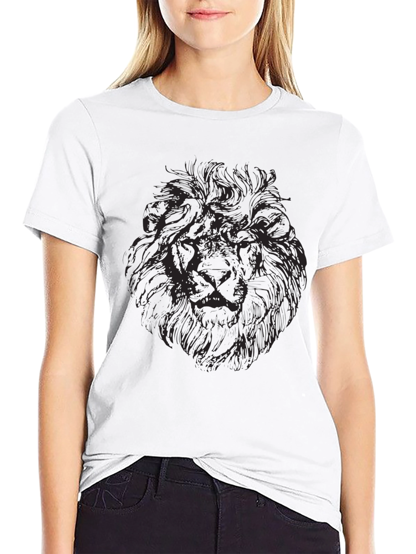 Mens Black Lion Graphic T-Shirt