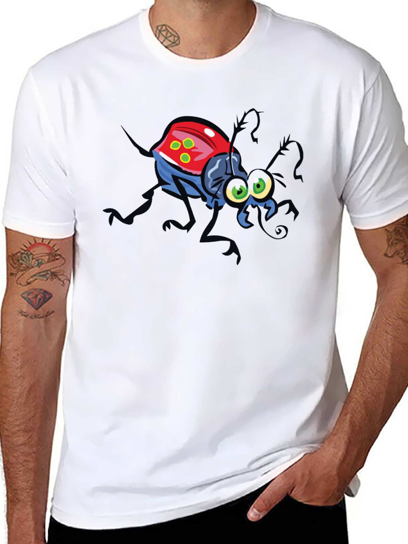 Cartoon Bug Graphic Tee - Fun Black T-Shirt