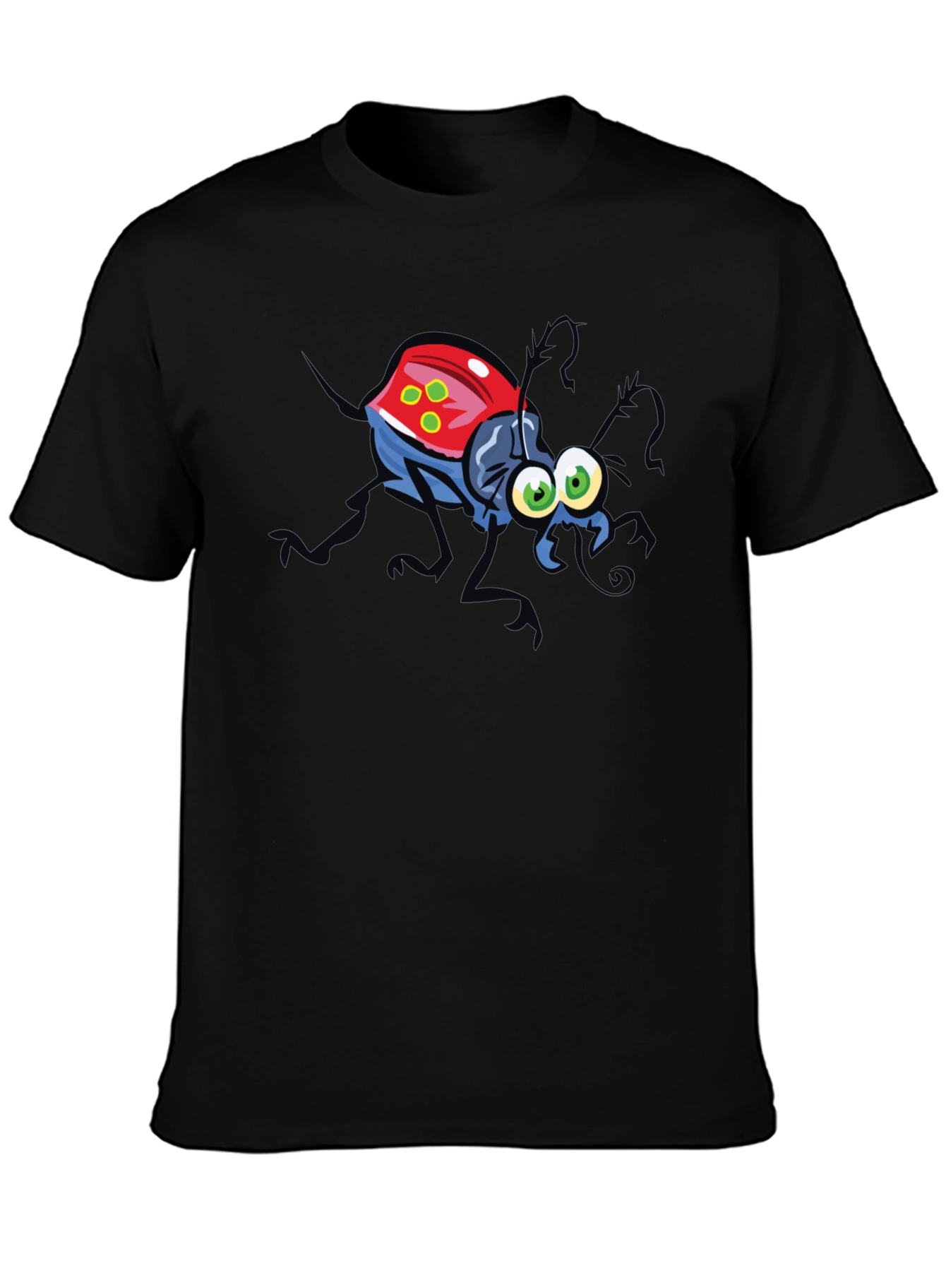 Cartoon Bug Graphic Tee - Fun Black T-Shirt