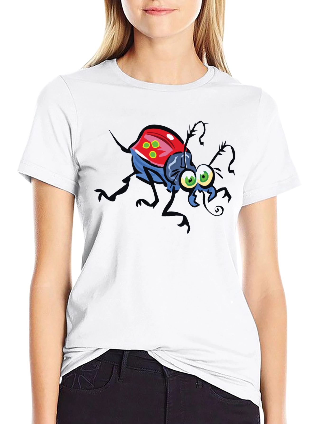 Cartoon Bug Graphic Tee - Fun Black T-Shirt