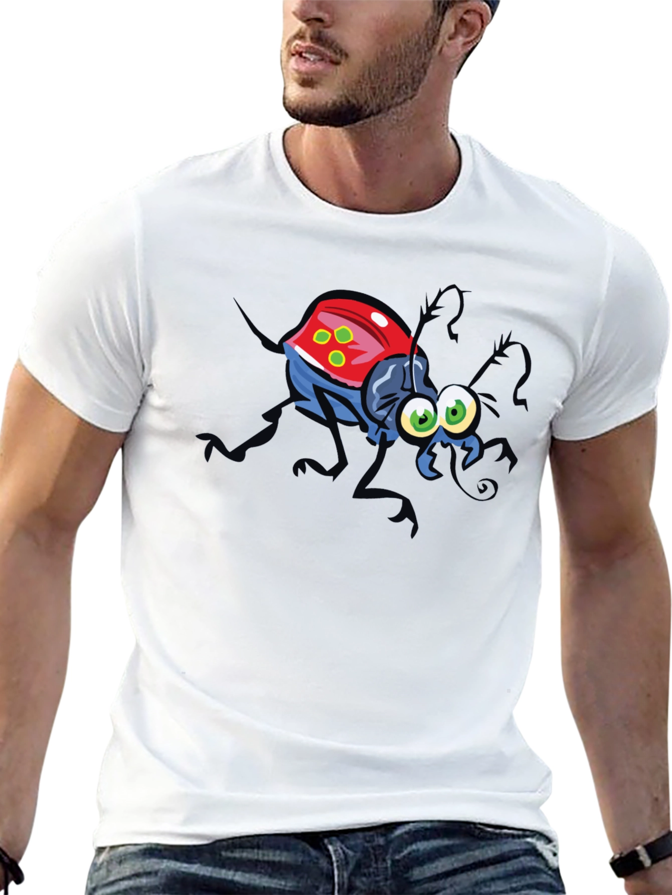 Cartoon Bug Graphic Tee - Fun Black T-Shirt