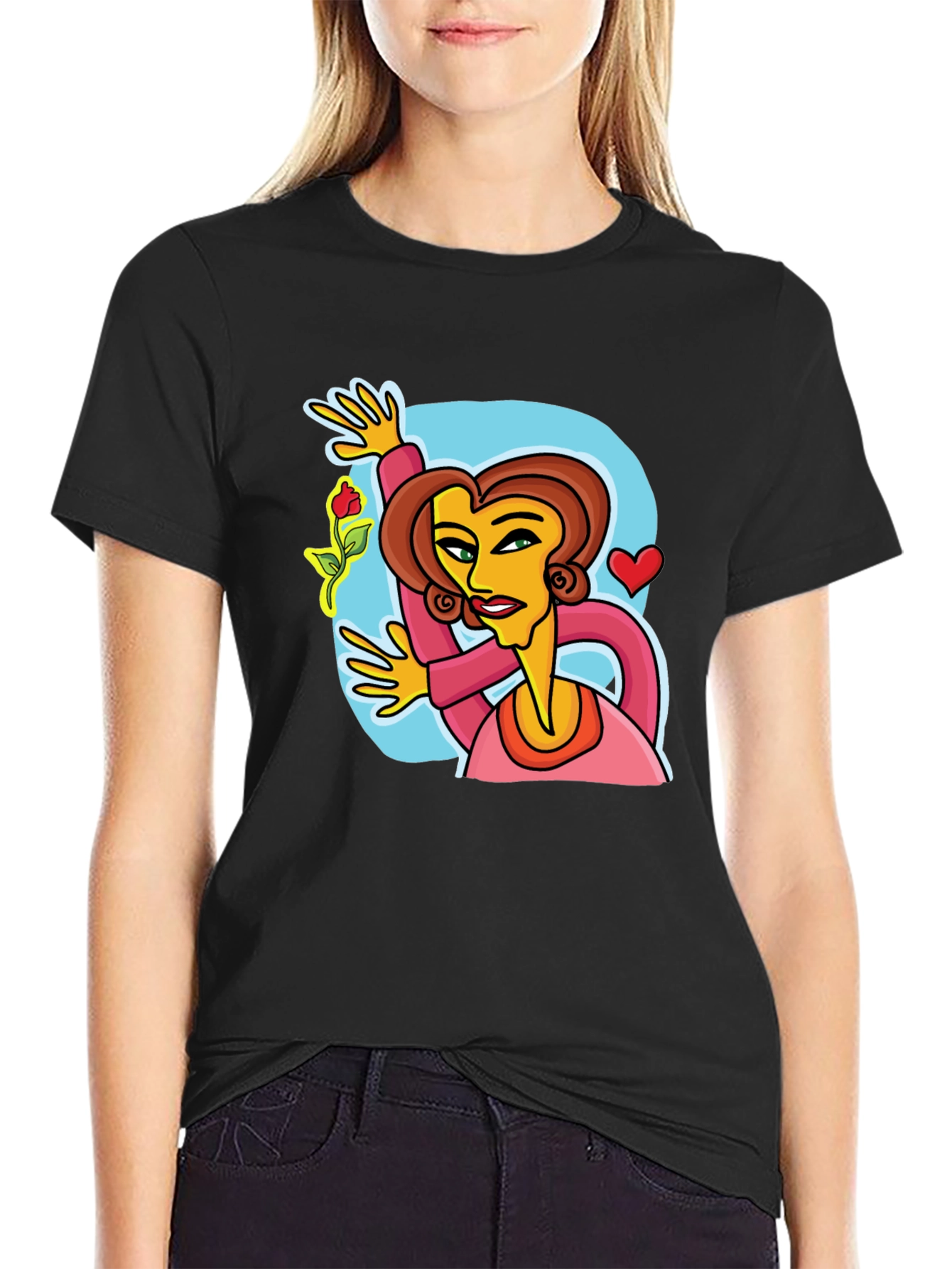 Cartoon Woman T-Shirt - Unique Graphic Tee