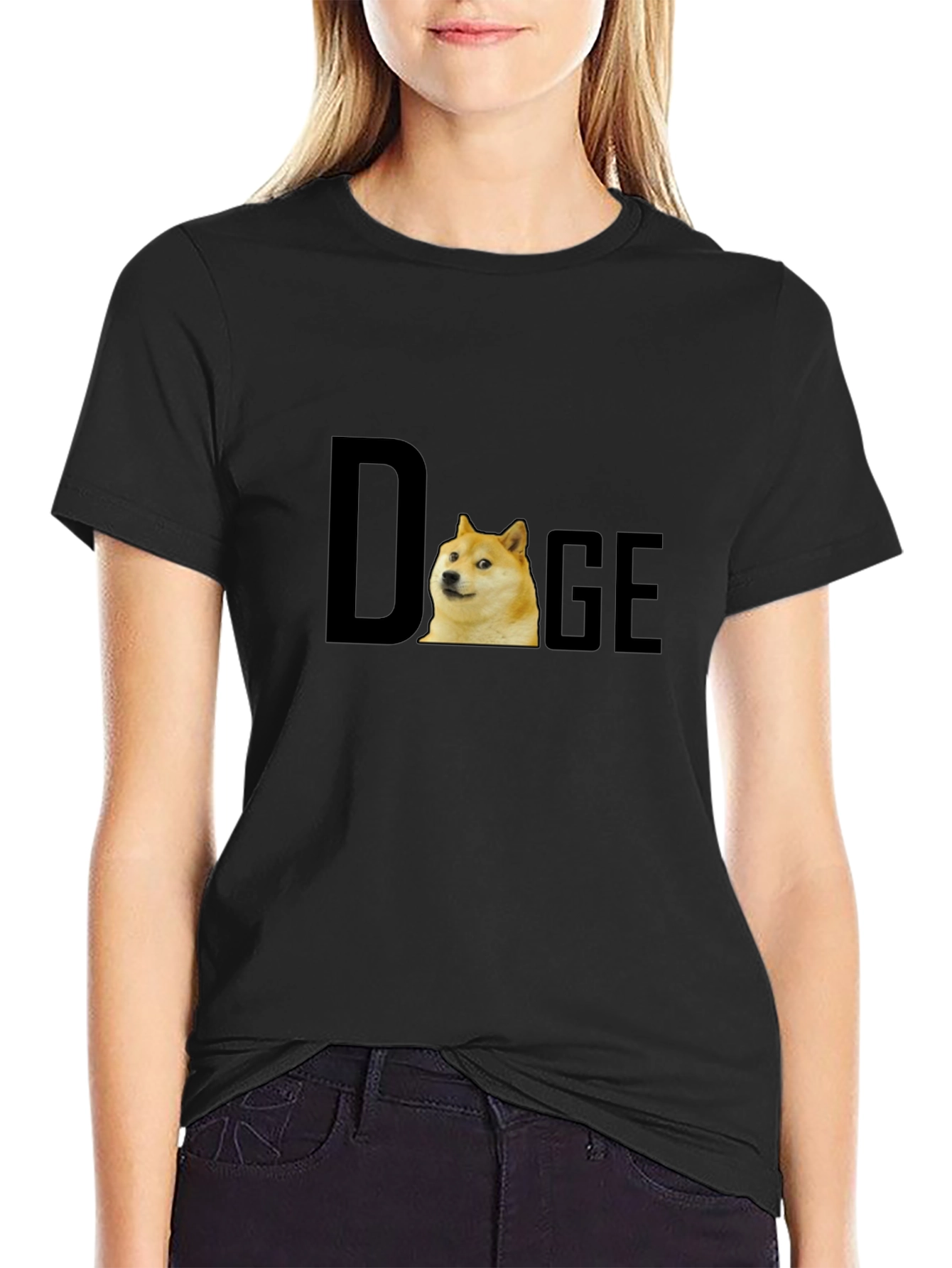 Doge Meme T-Shirt - Black Cotton Crew Neck