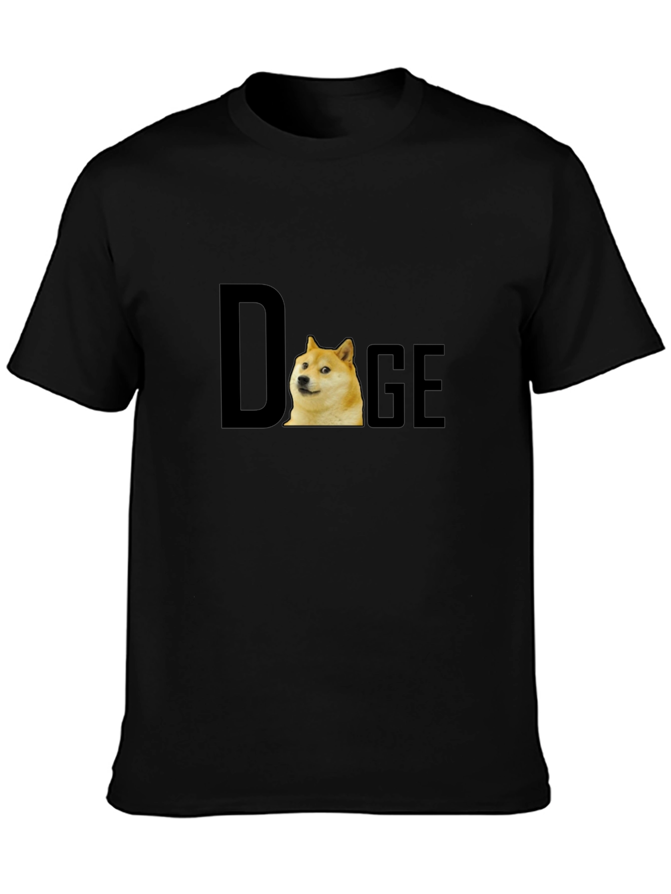 Doge Meme T-Shirt - Black Cotton Crew Neck