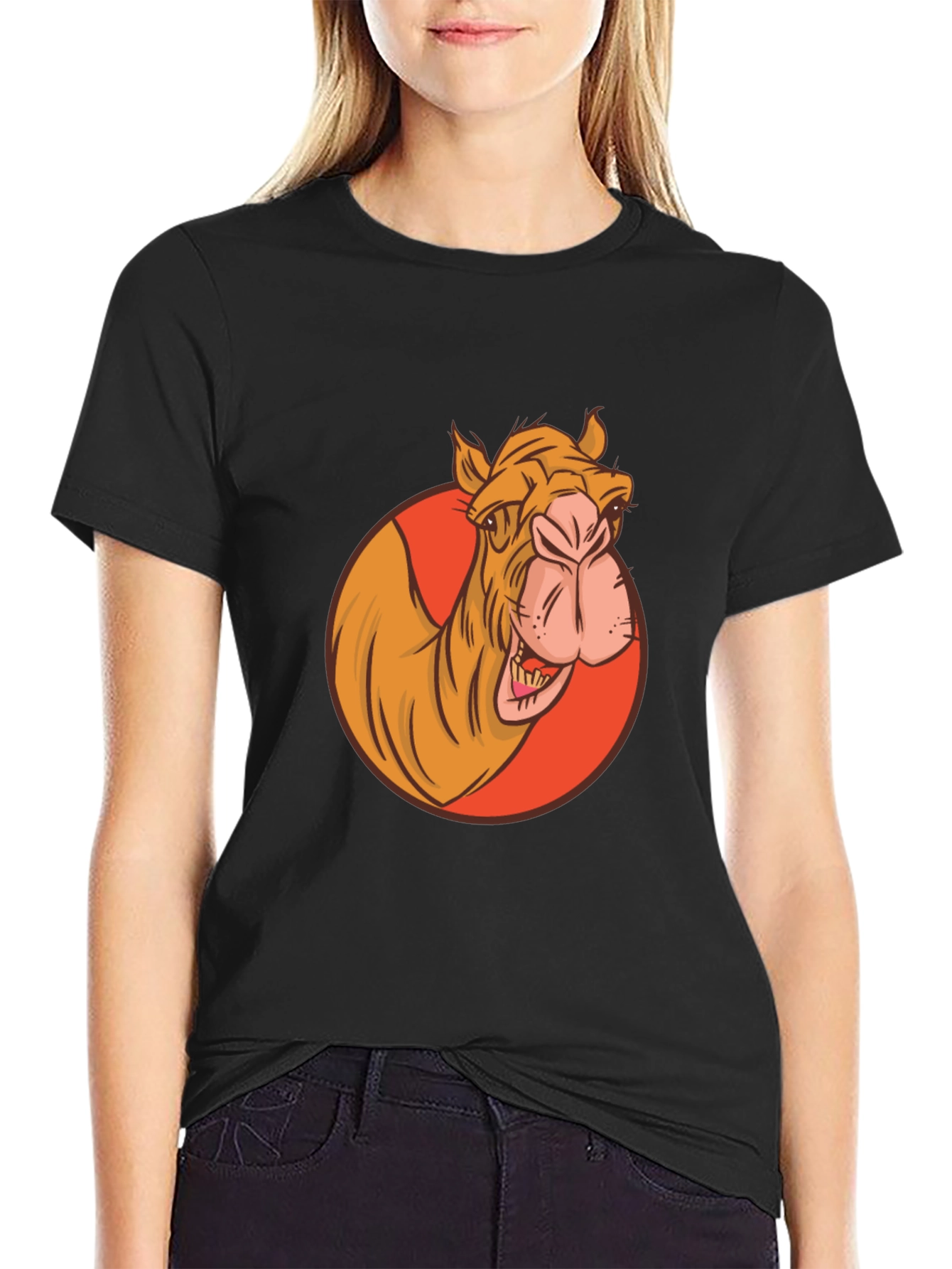 Camel Graphic Tee - Black Crew Neck T-Shirt