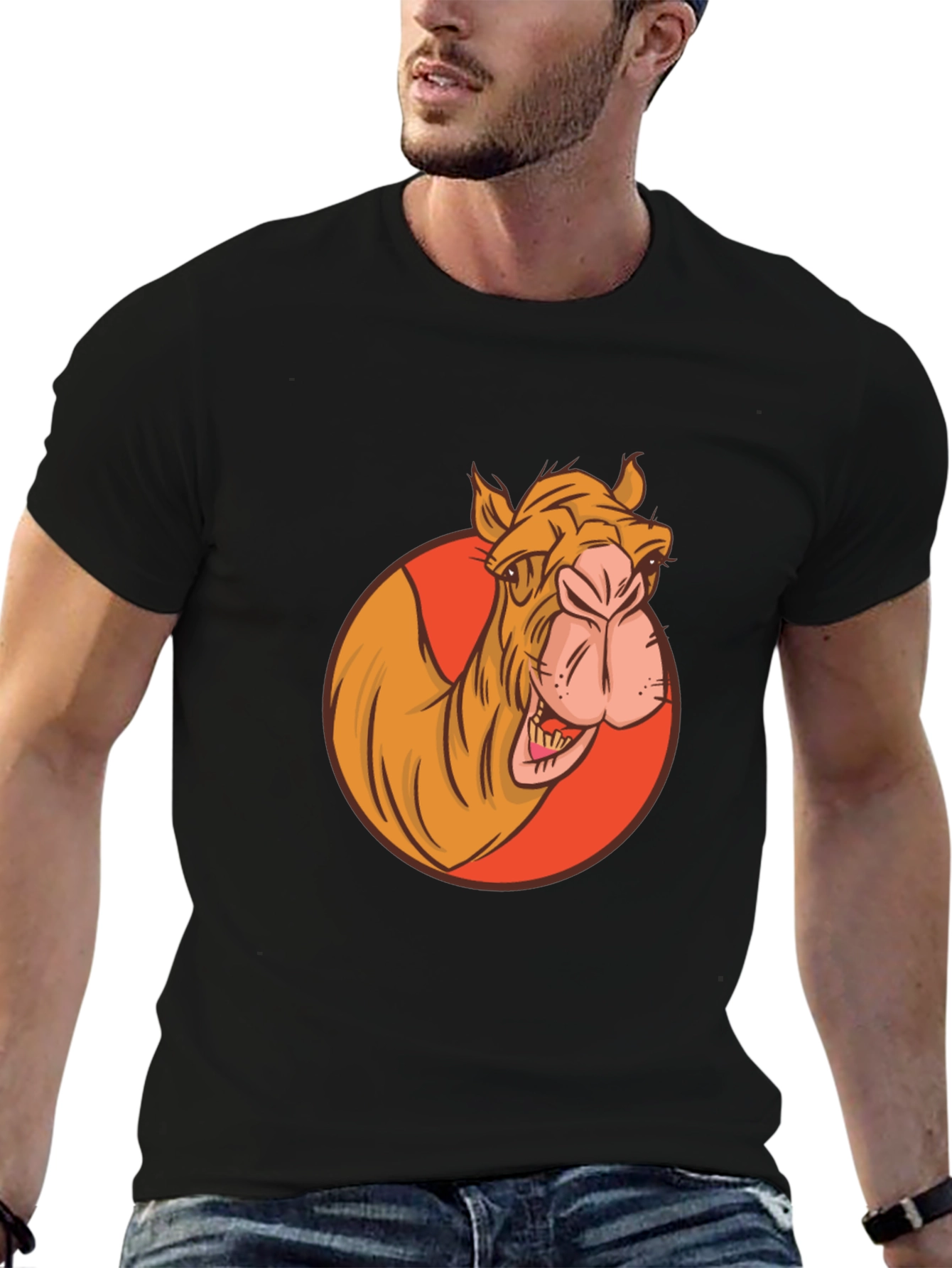 Camel Graphic Tee - Black Crew Neck T-Shirt