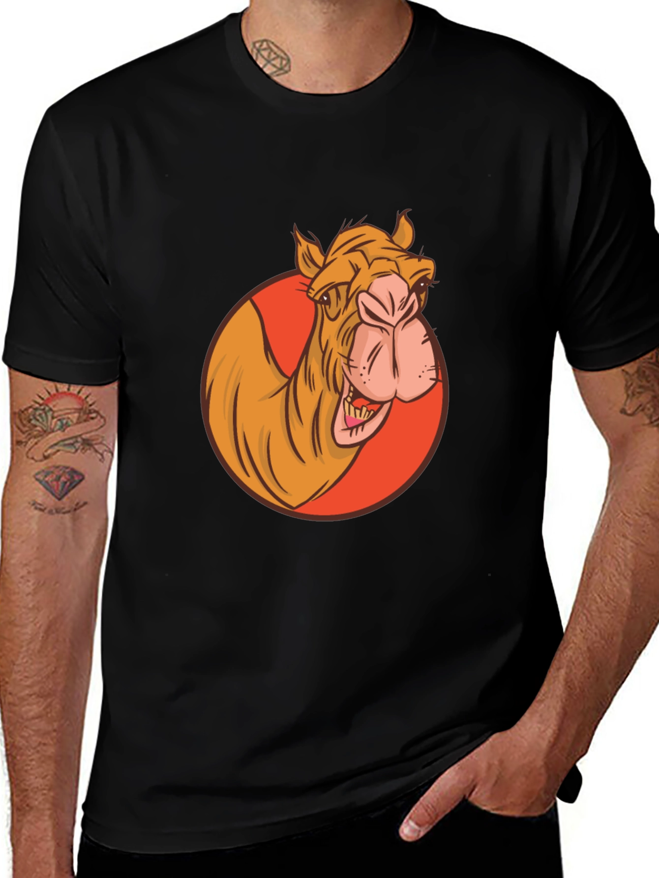 Camel Graphic Tee - Black Crew Neck T-Shirt