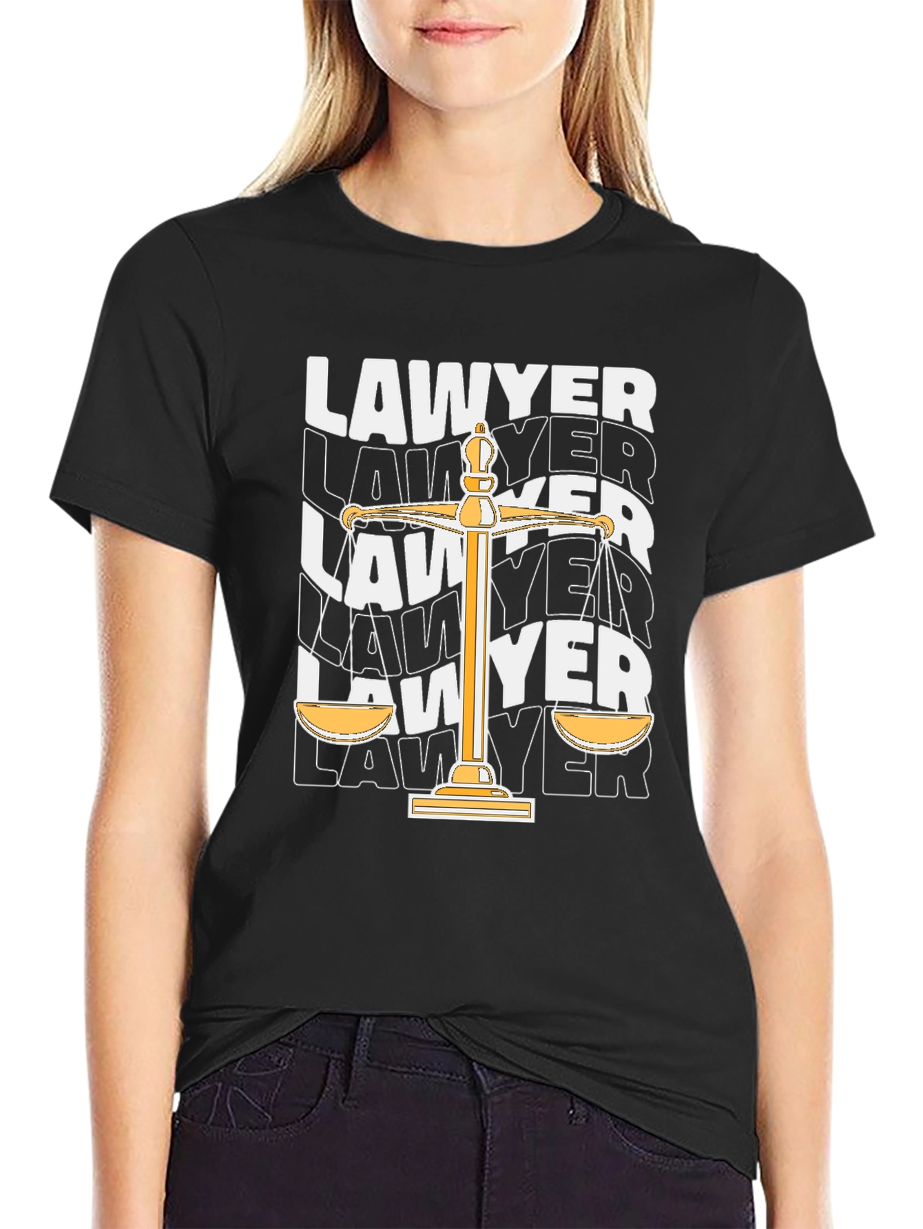 Lawyer Scales of Justice Graphic Tee - Black T-Shirt