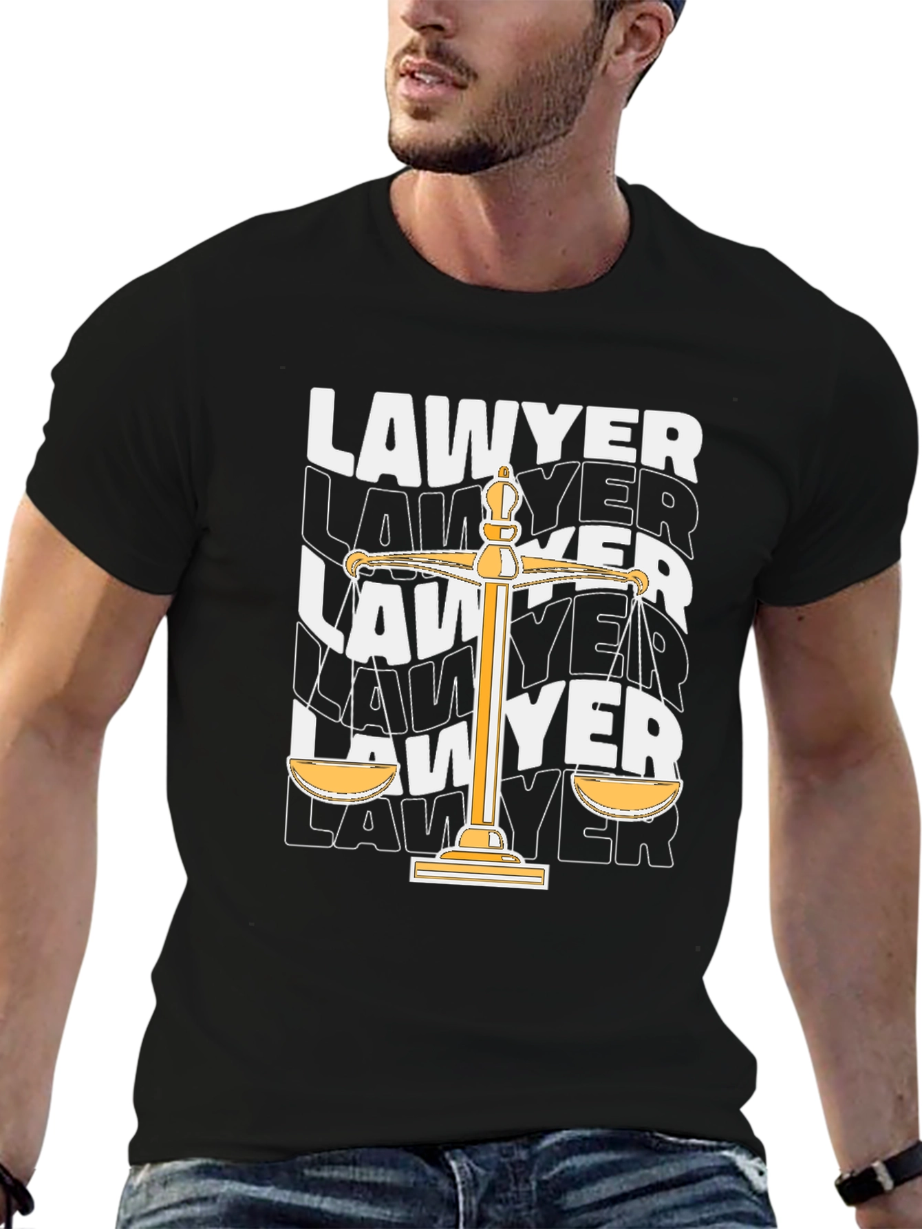 Lawyer Scales of Justice Graphic Tee - Black T-Shirt
