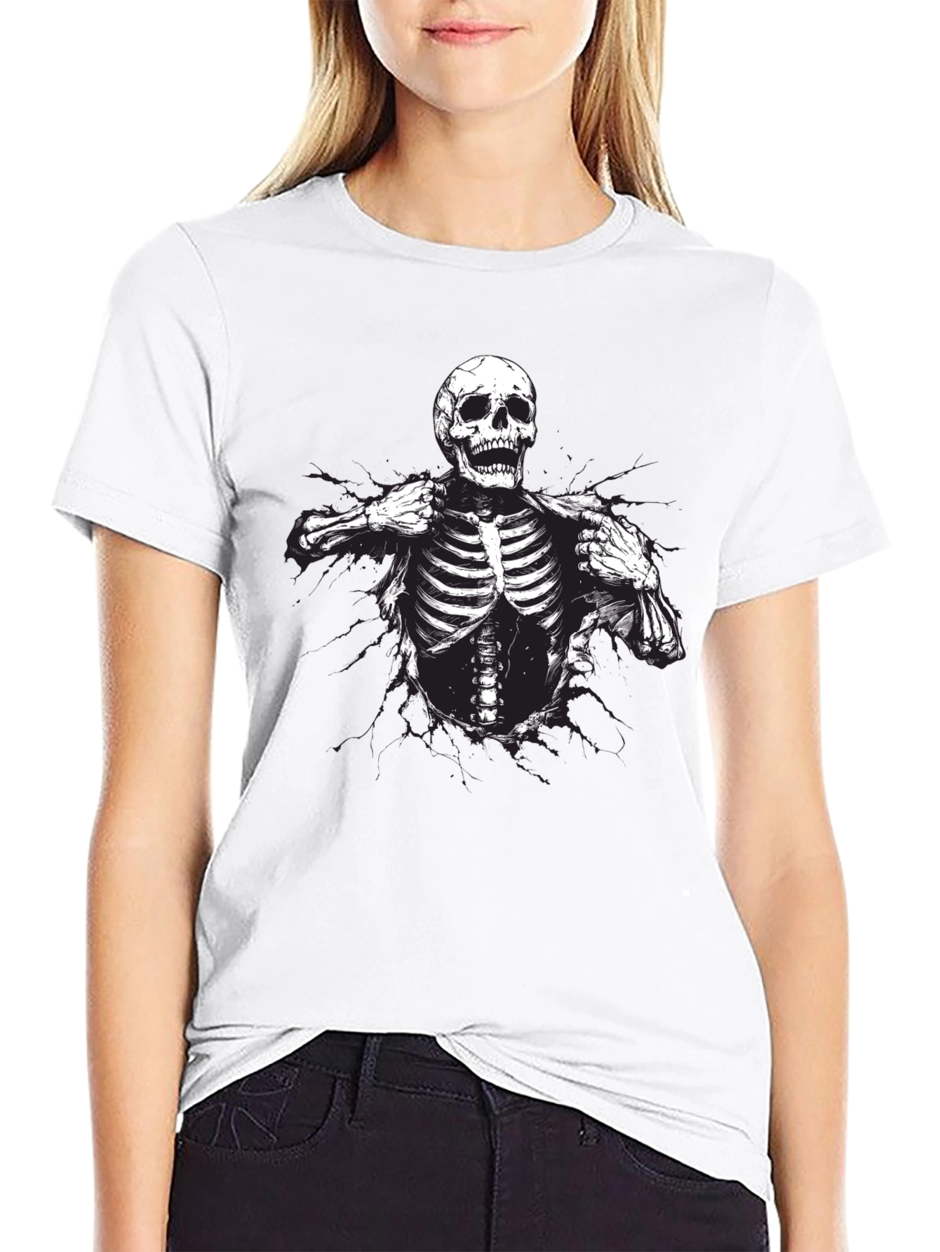 Skeleton Graphic T-Shirt - Rib Cage Print