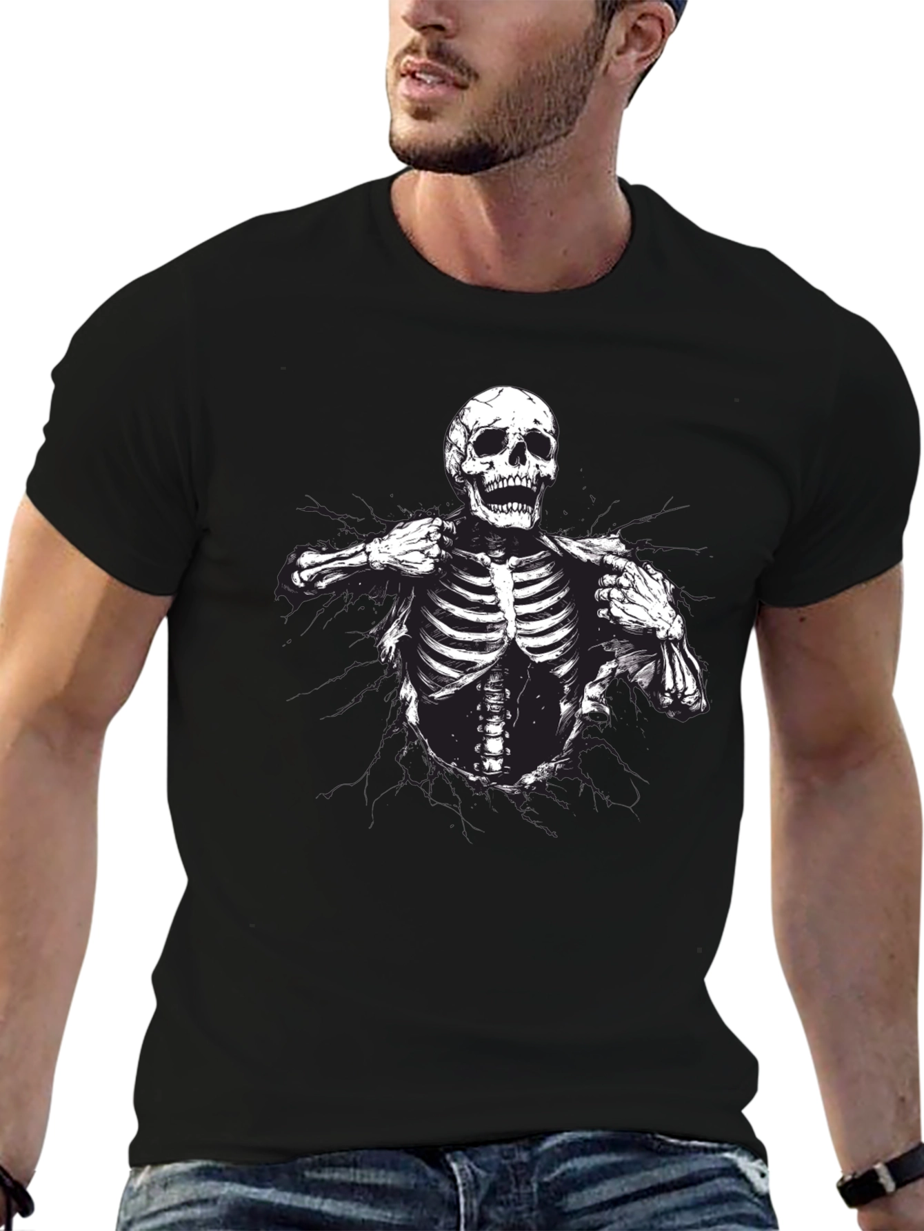 Skeleton Graphic T-Shirt - Rib Cage Print