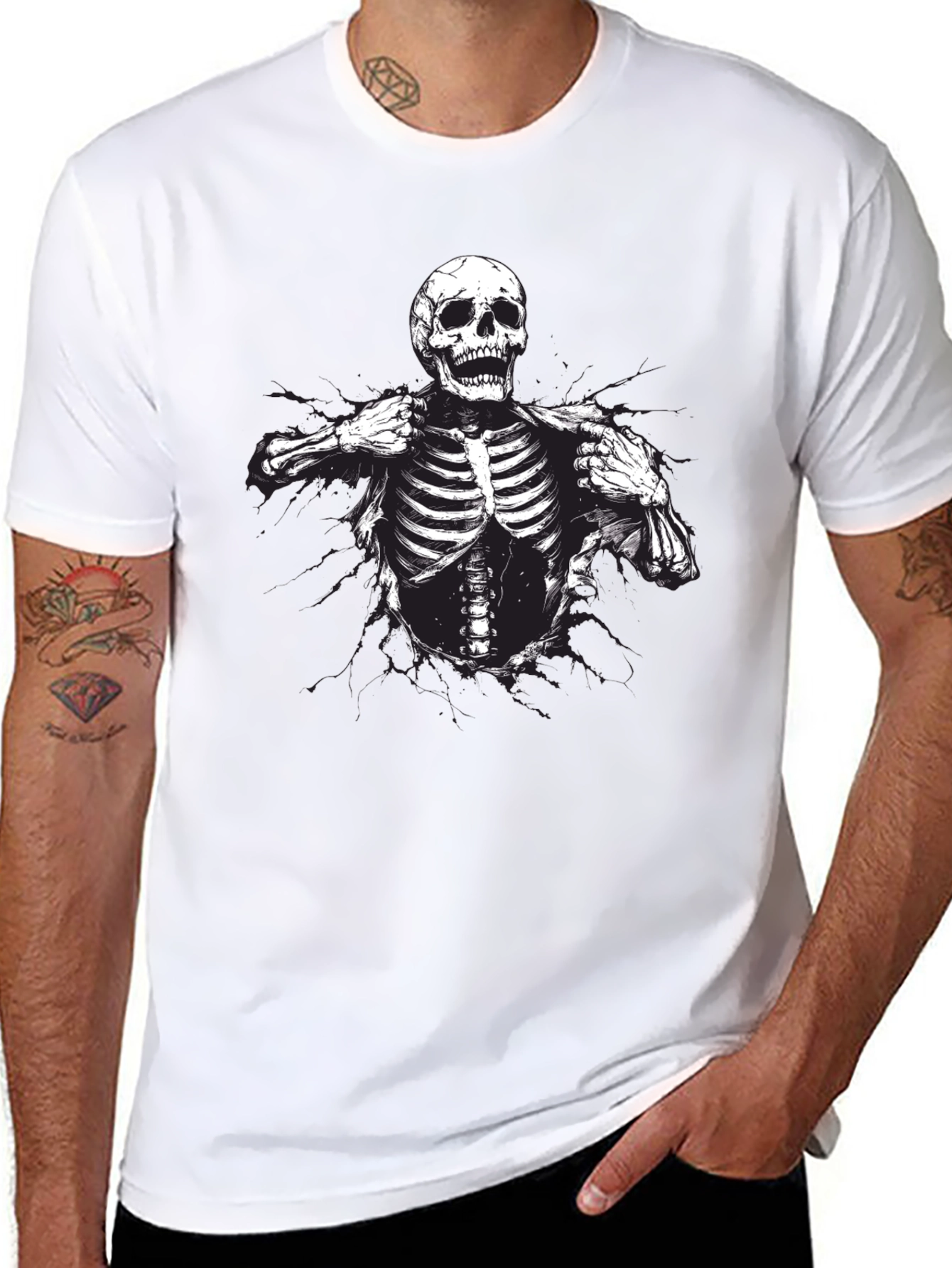 Skeleton Graphic T-Shirt - Rib Cage Print