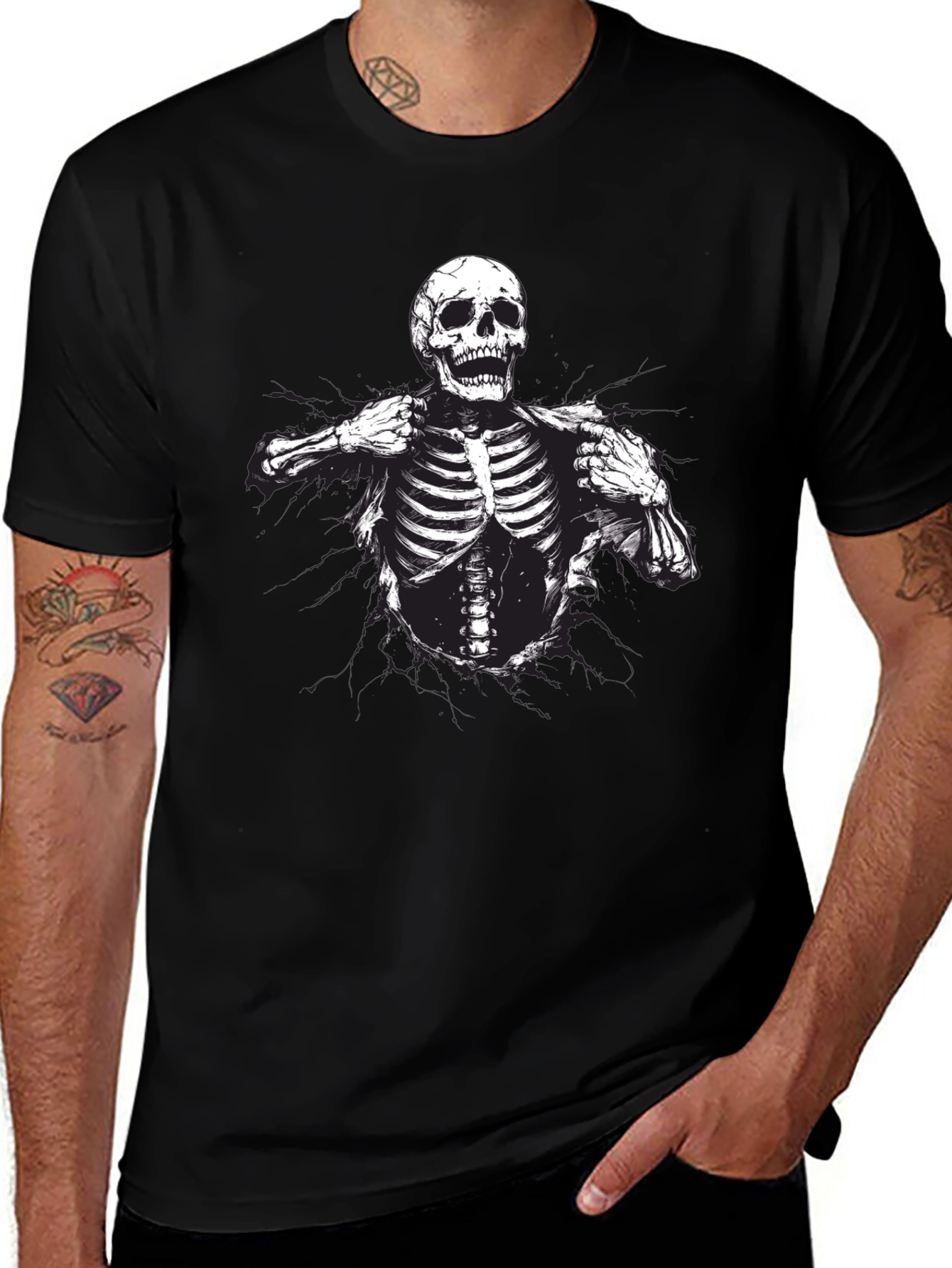 Skeleton Graphic T-Shirt - Rib Cage Print
