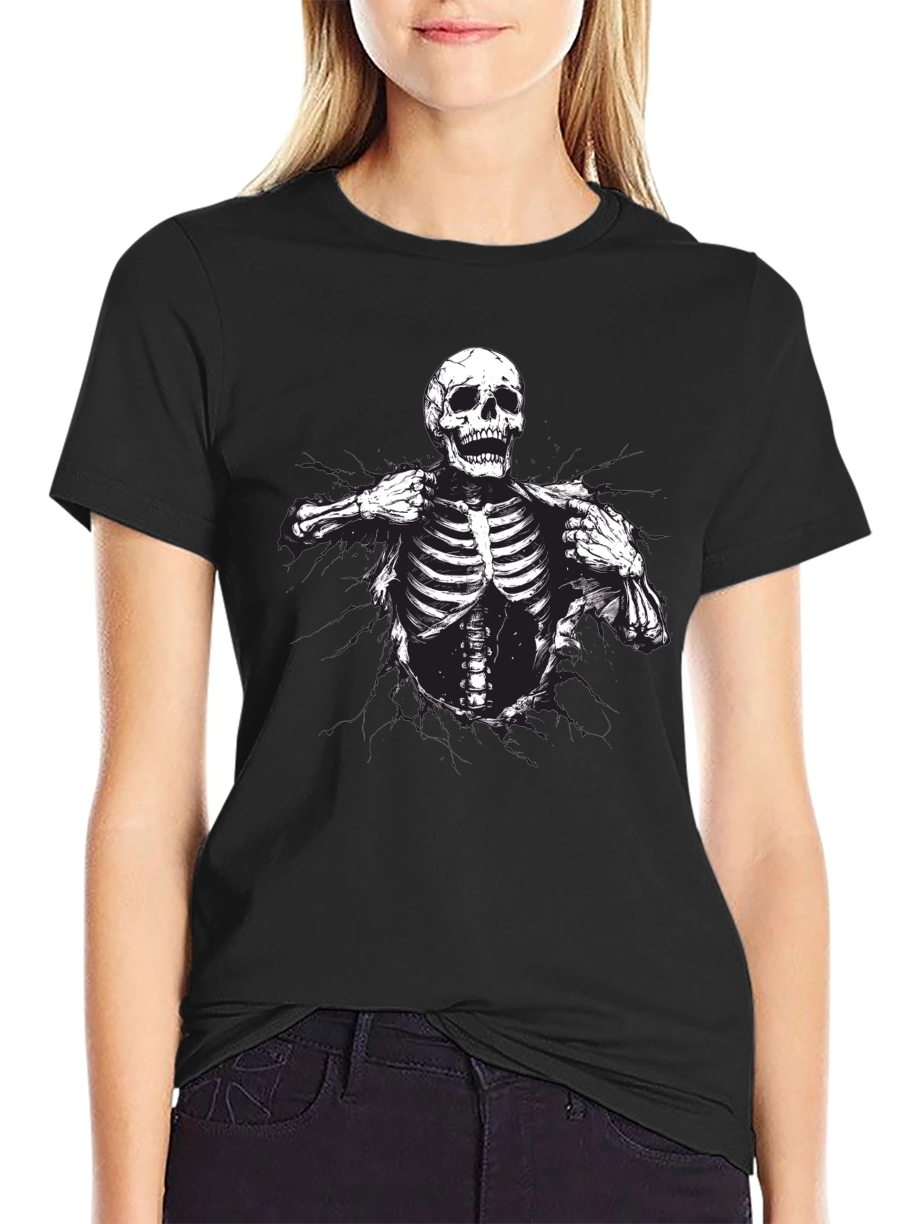Skeleton Graphic T-Shirt - Rib Cage Print