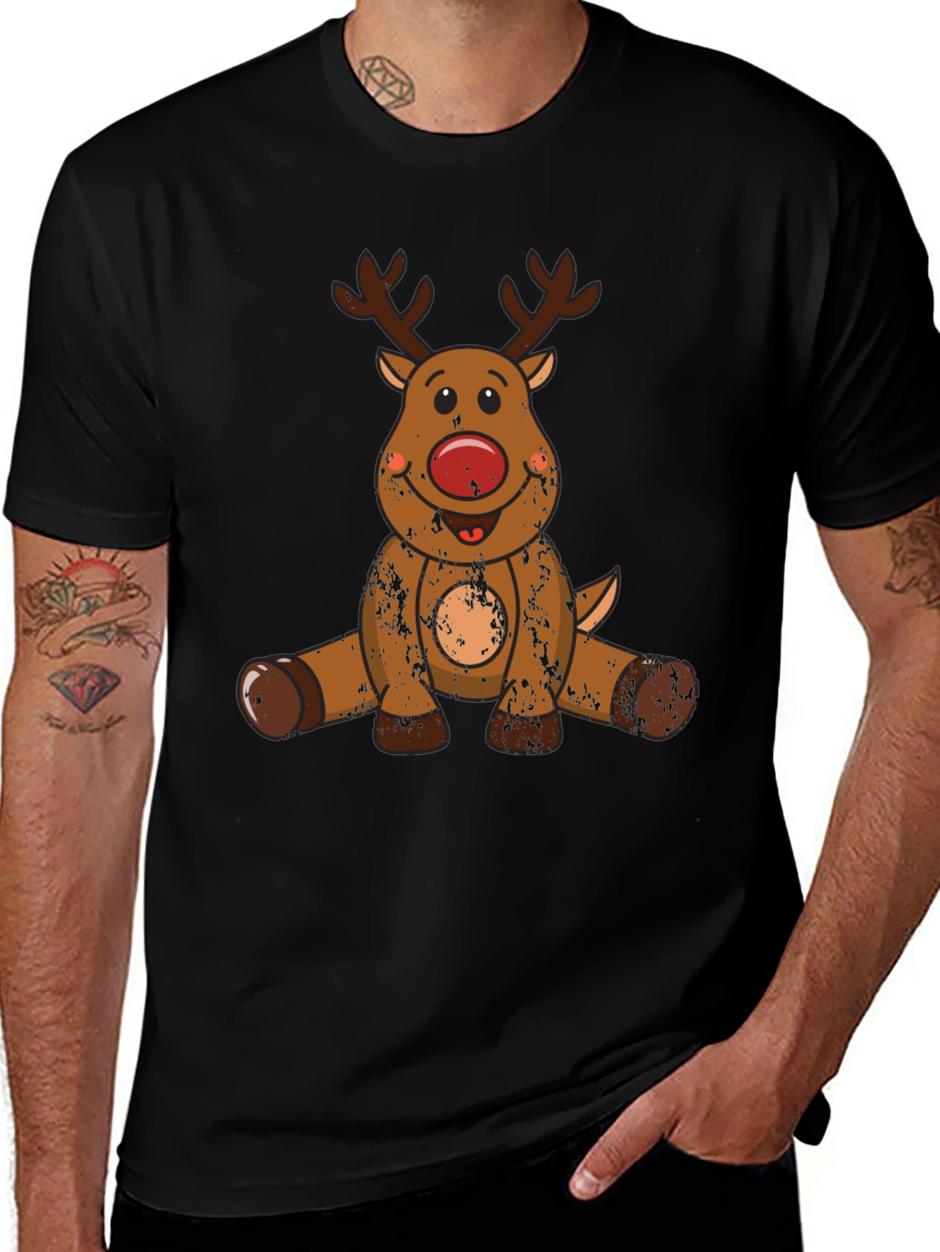 Rudolph Reindeer Graphic Tee - Black