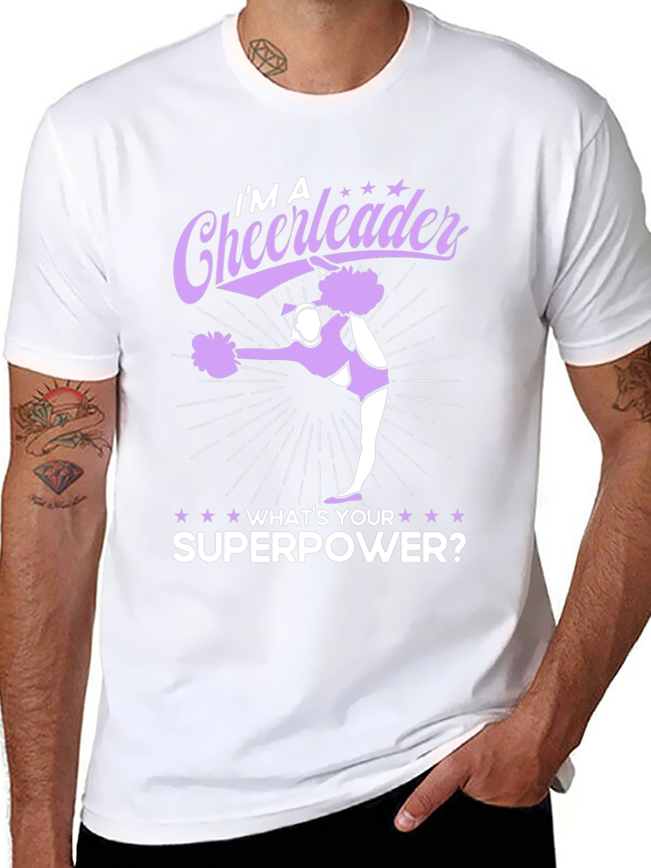 Cheerleader Superpower Black Graphic Tee