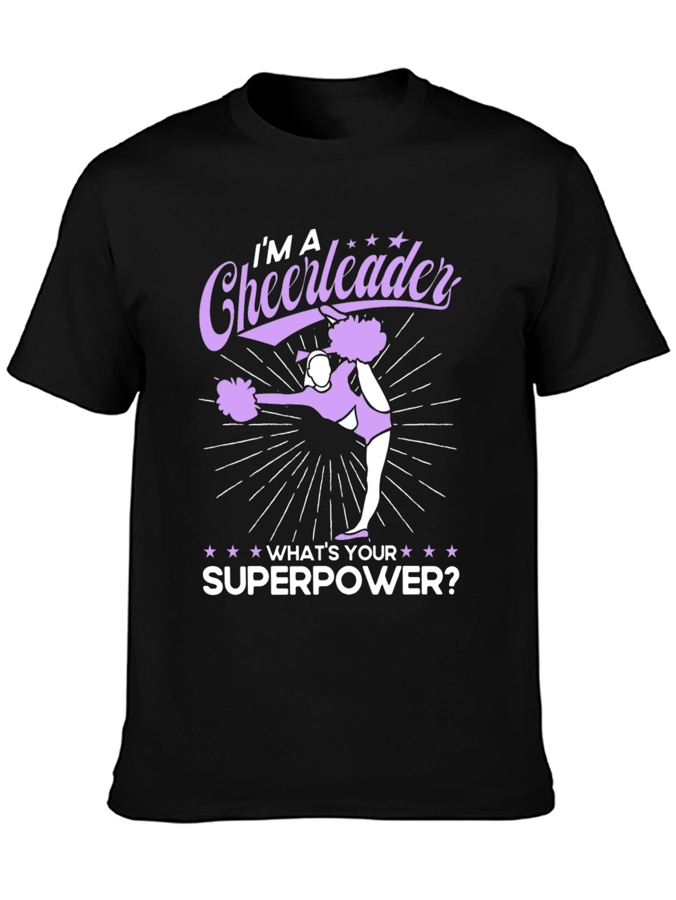 Cheerleader Superpower Black Graphic Tee