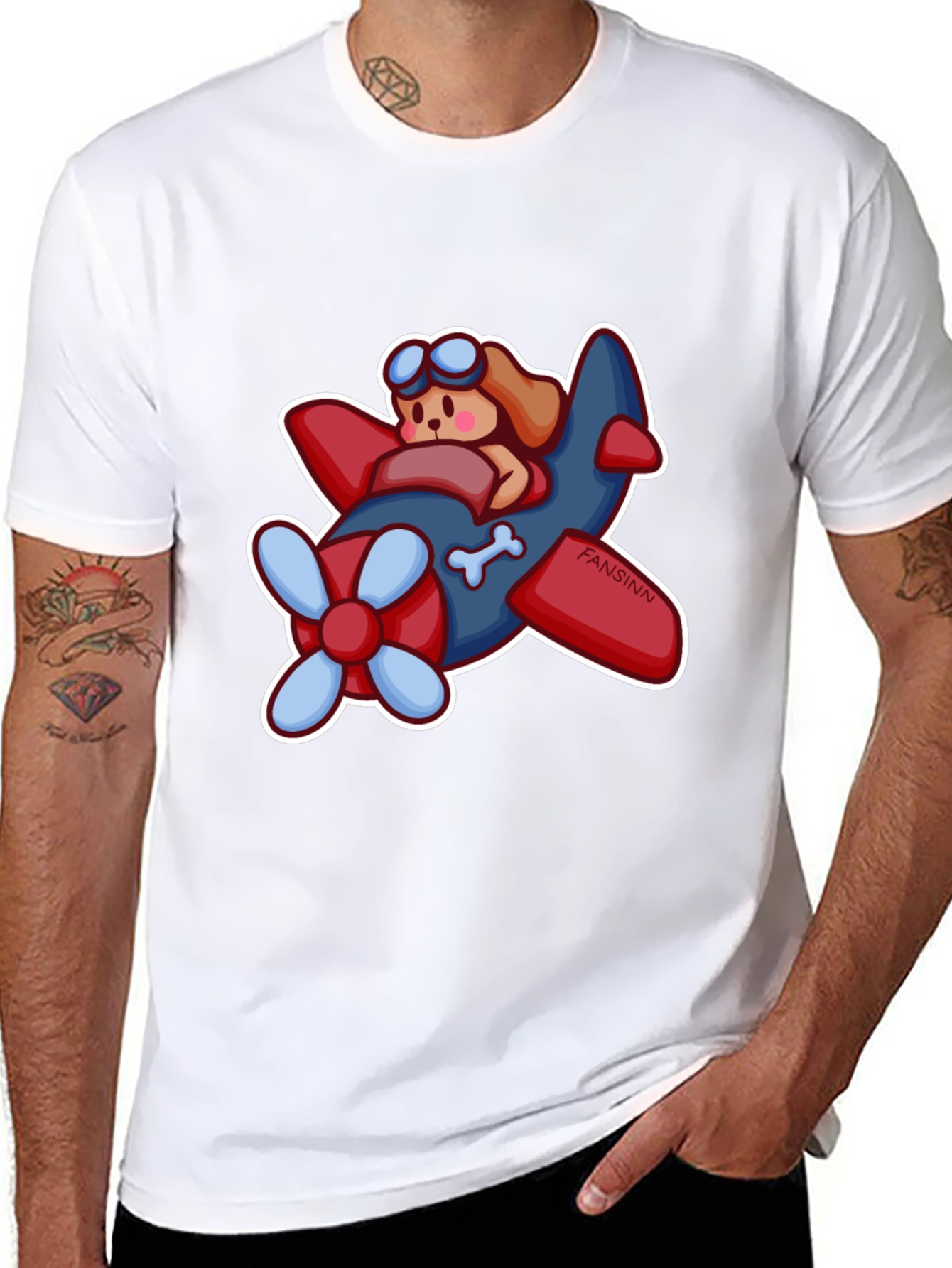 Cartoon Dog Airplane Graphic Tee