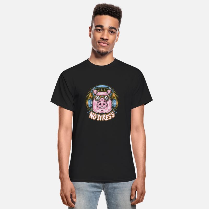 Funny Pig with Headphones Funny Saying NO STRESS