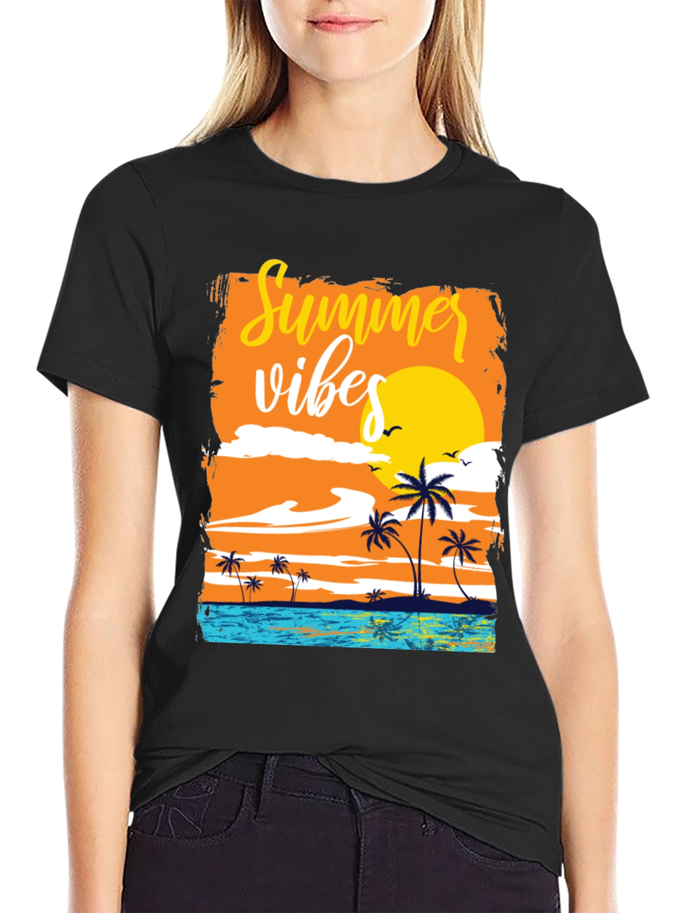 Summer Vibes Graphic Tee - Black