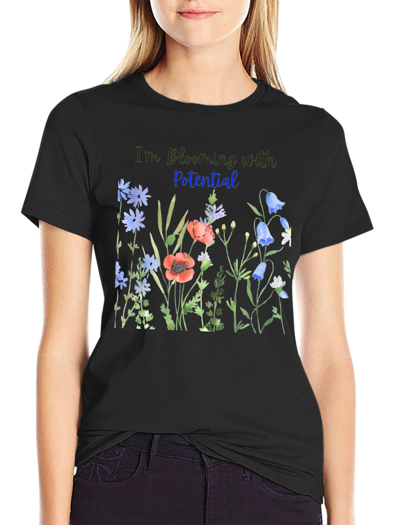 Blooming Potential Black T-Shirt