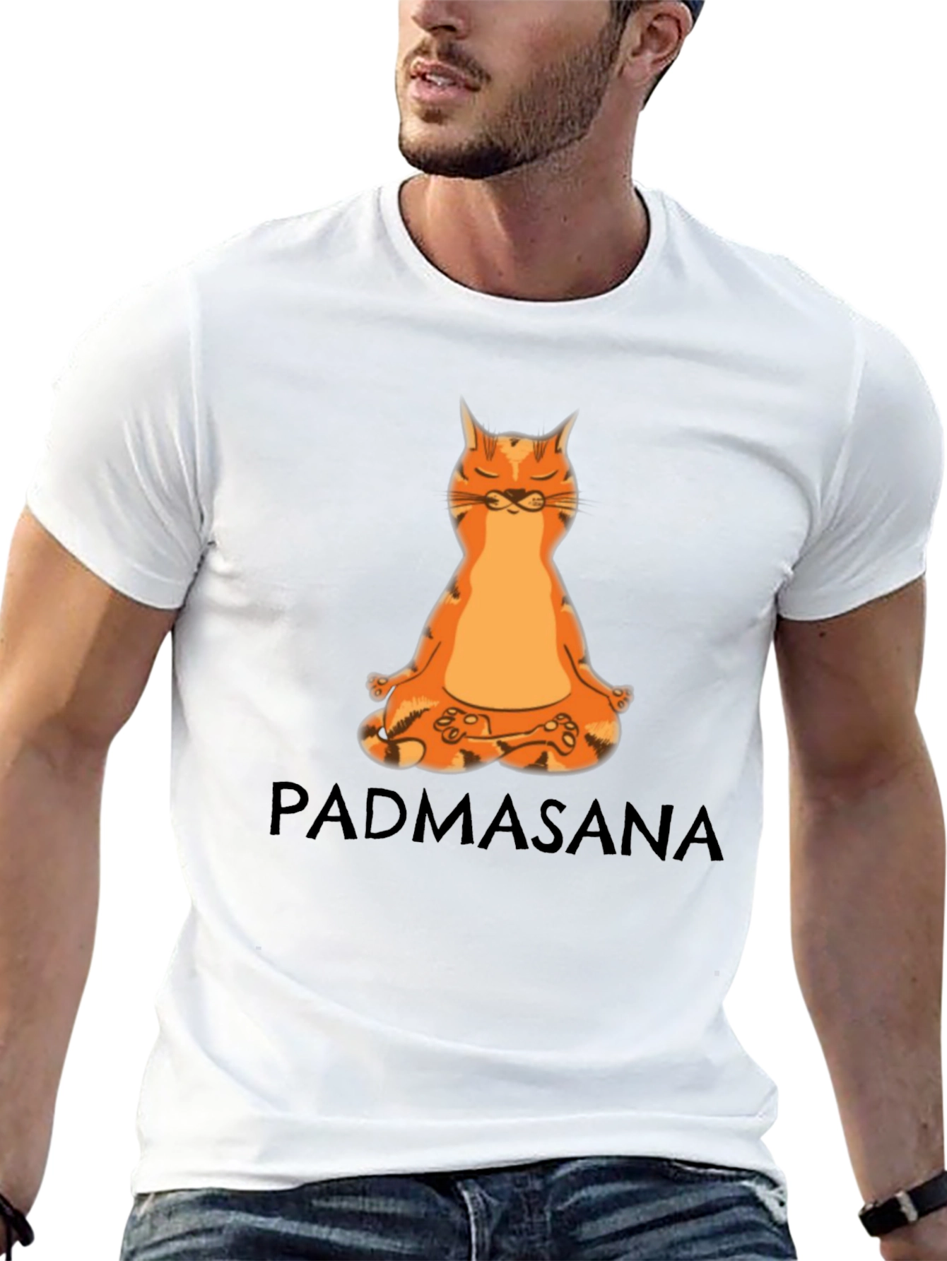 Padmasana Cat Meditation Black T-Shirt