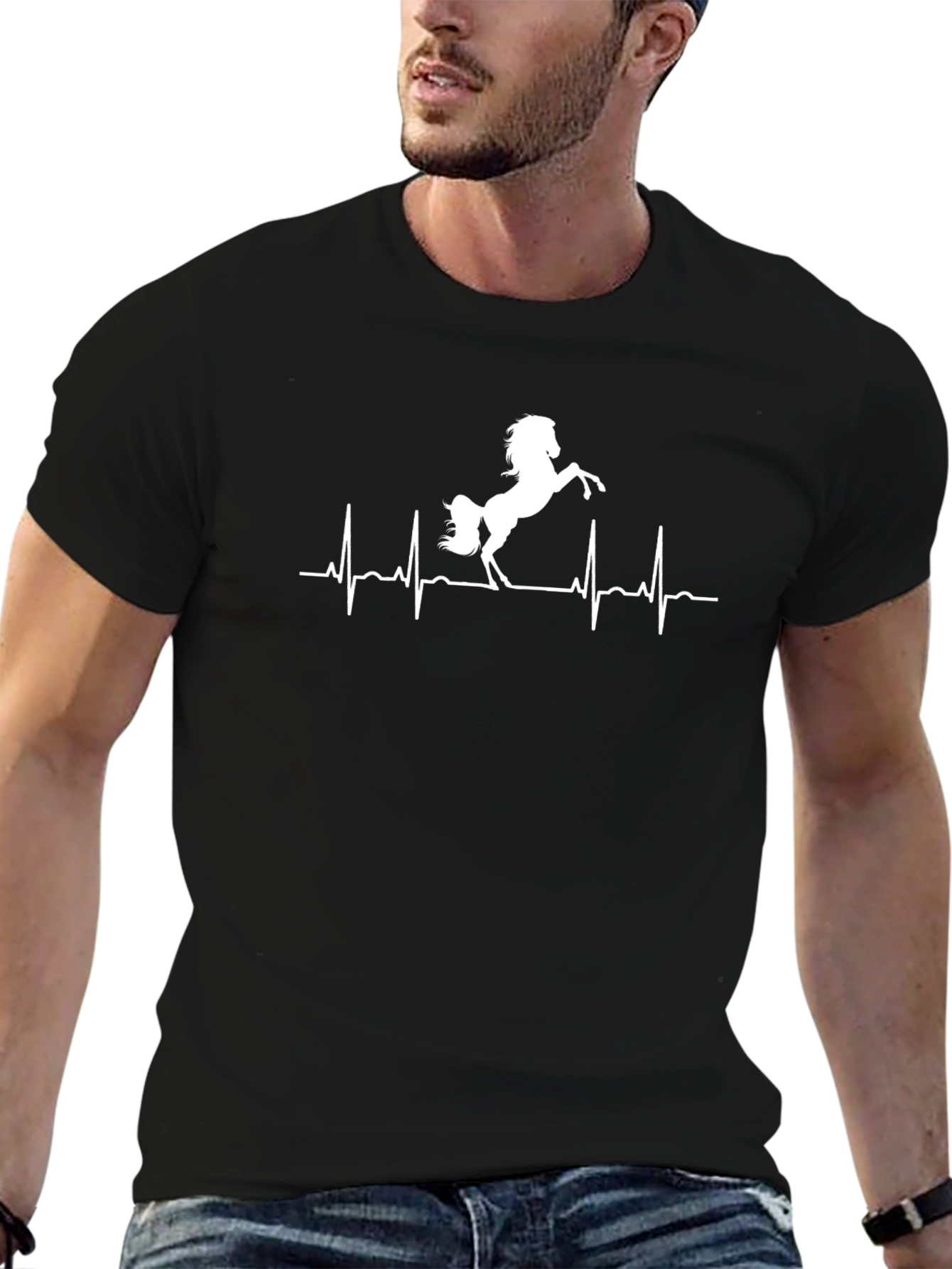 Horse Heartbeat Black T-Shirt