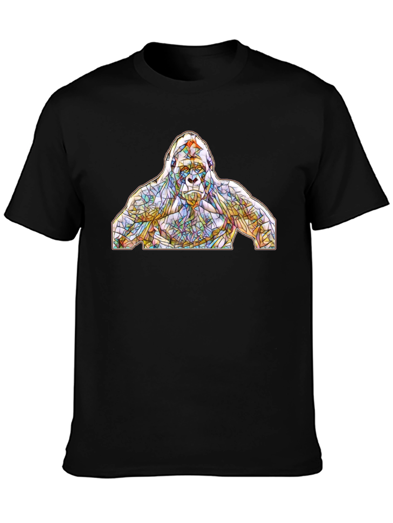 Stained Glass Gorilla Graphic T-Shirt - Black