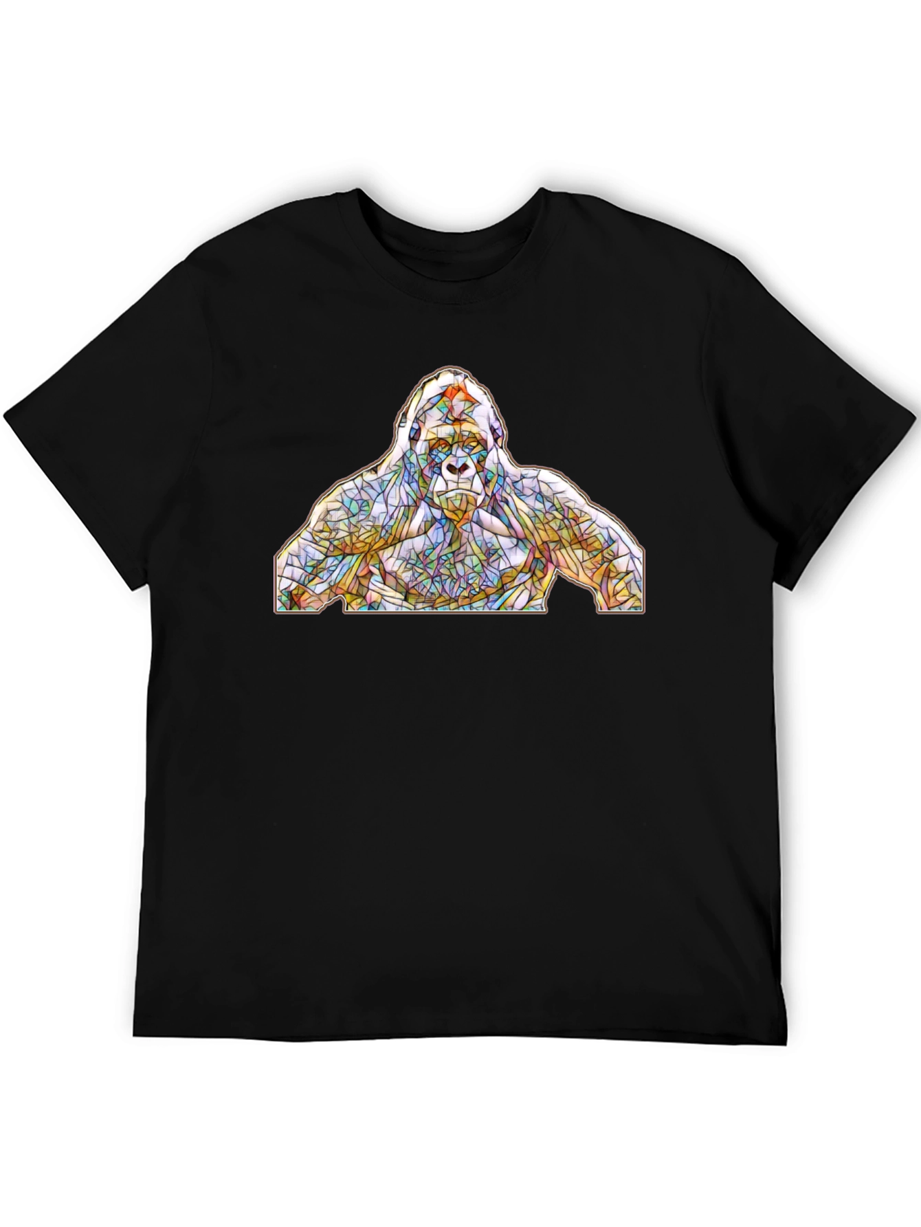 Stained Glass Gorilla Graphic T-Shirt - Black