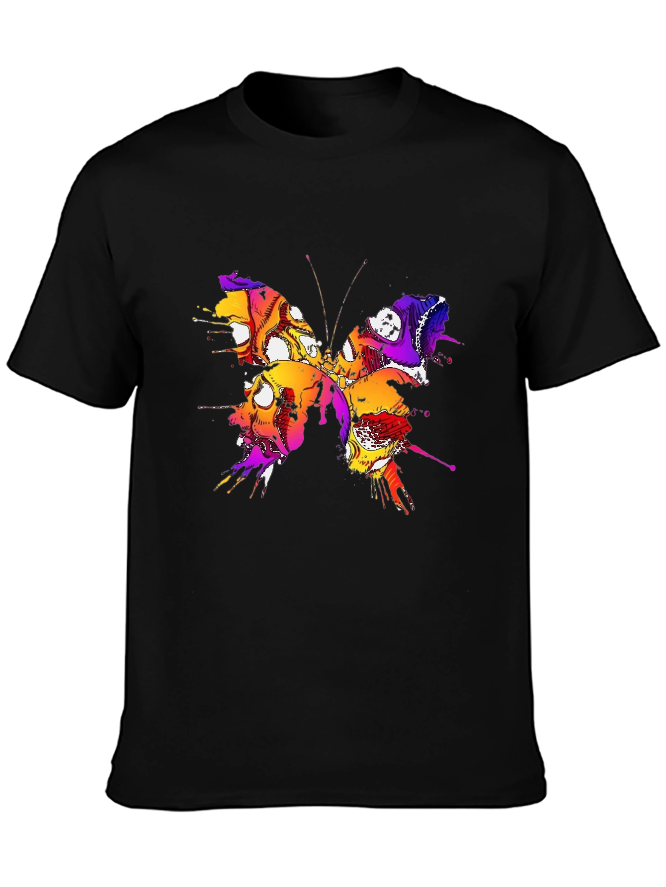 Butterfly Skull Graphic Tee - Mens Black T-Shirt