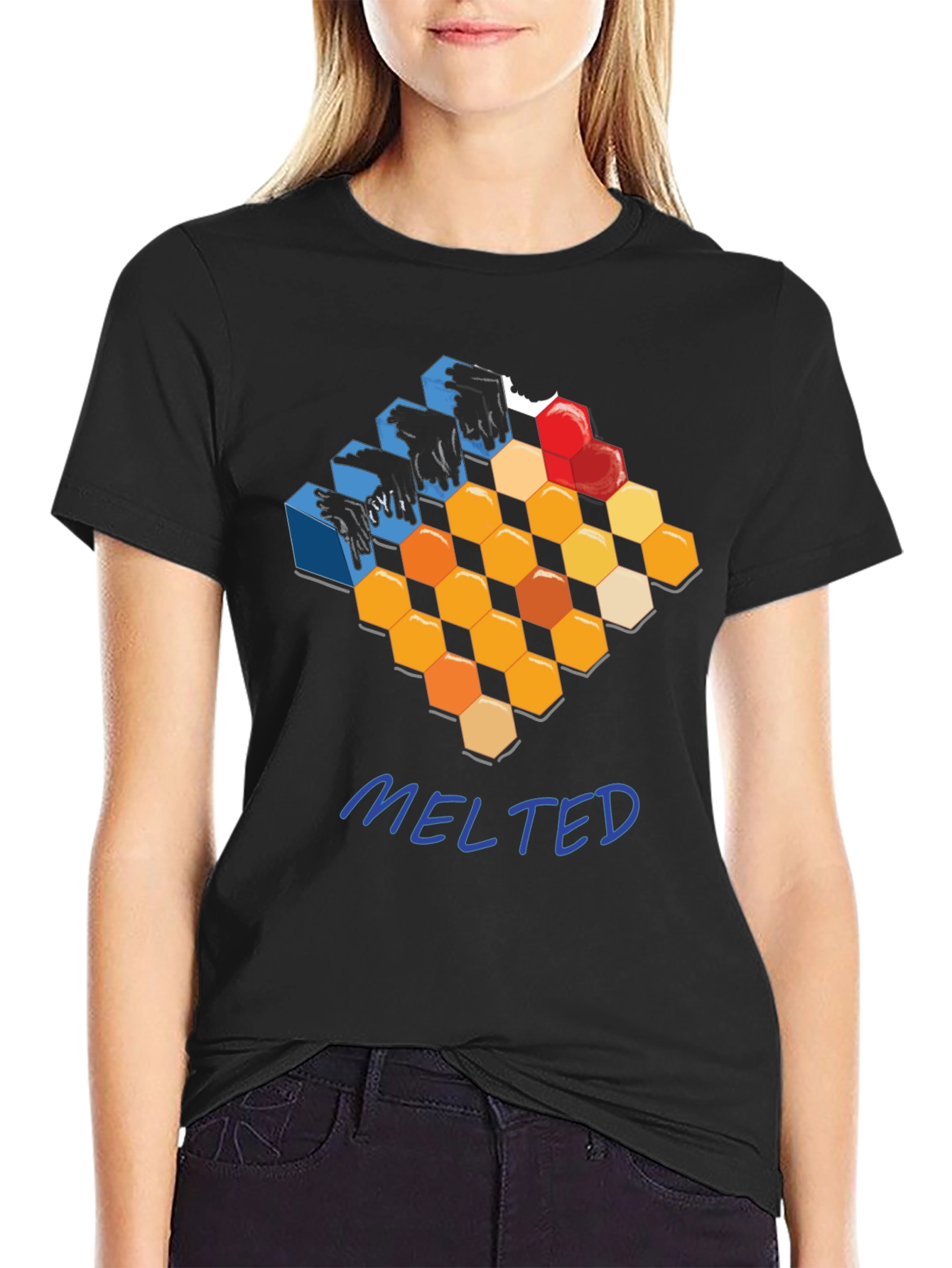 Melted Honeycomb Graphic T-Shirt - Modern Design
