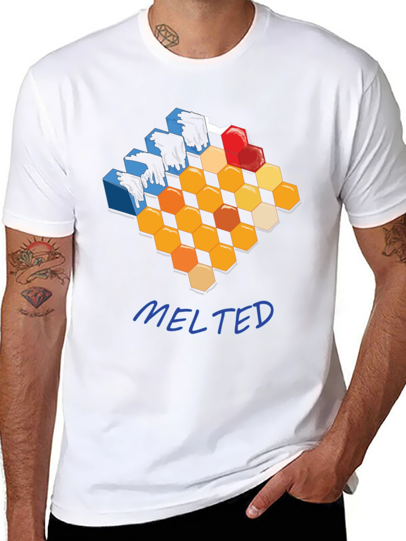Melted Honeycomb Graphic T-Shirt - Modern Design