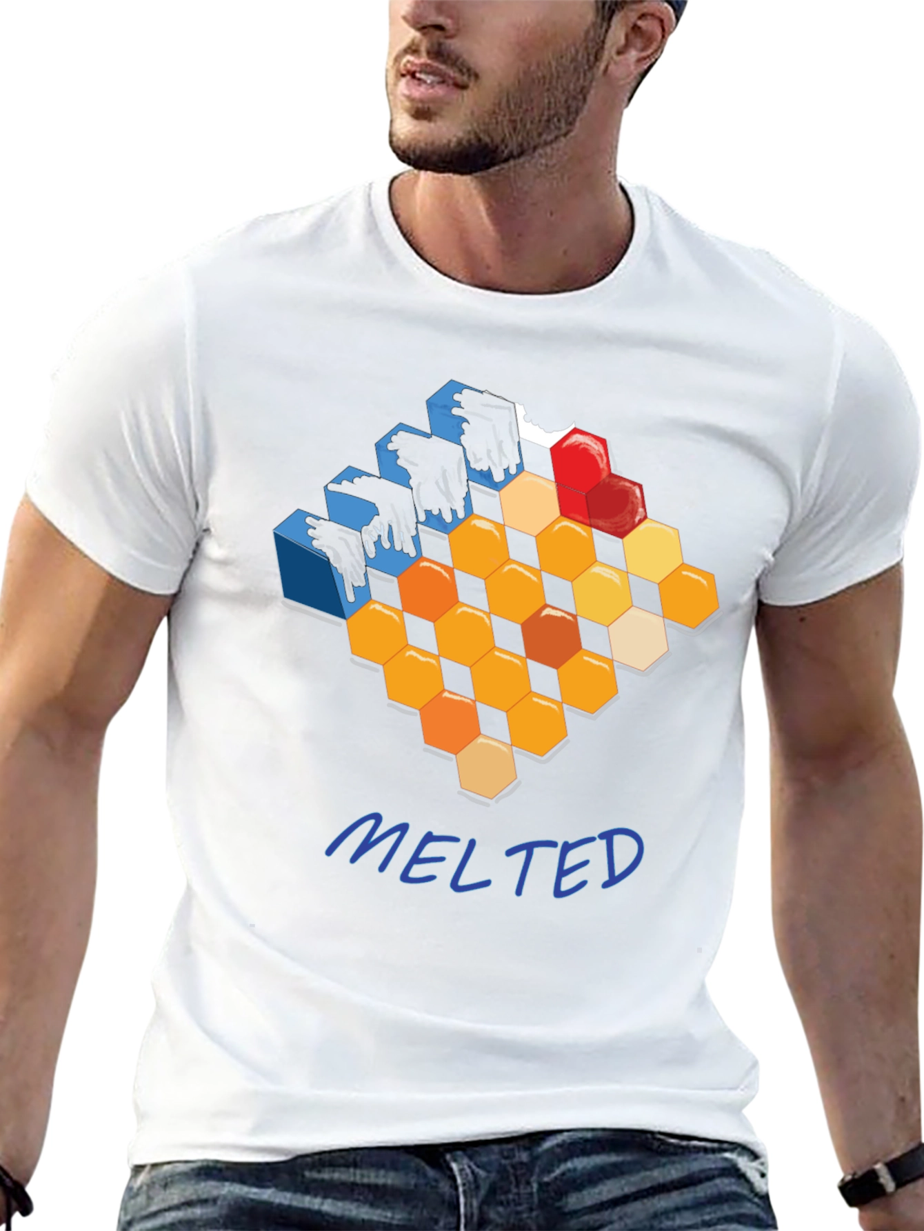Melted Honeycomb Graphic T-Shirt - Modern Design