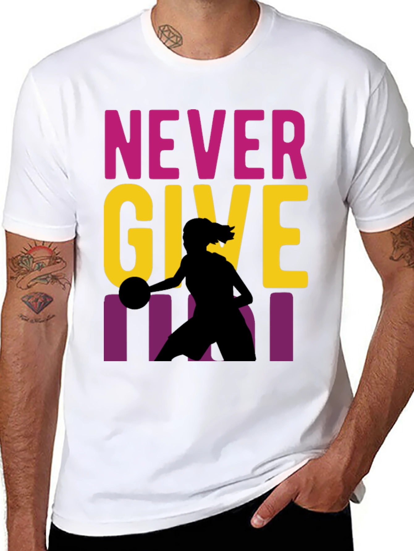 Never Give Up Basketball Graphic Tee