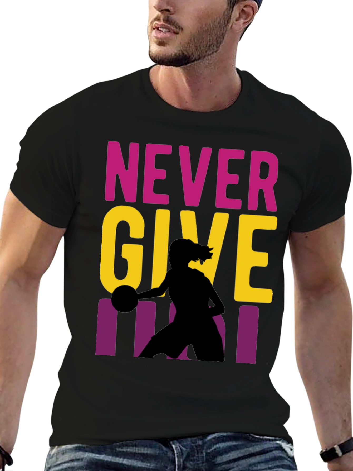 Never Give Up Basketball Graphic Tee