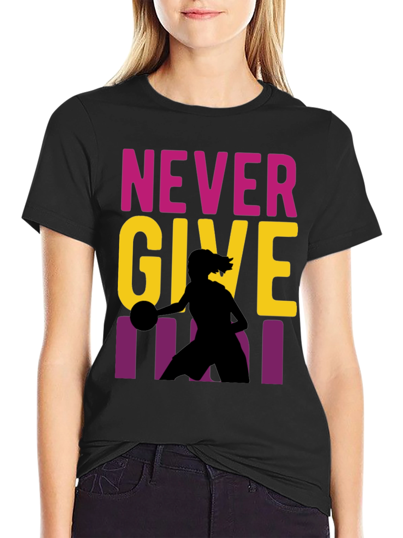 Never Give Up Basketball Graphic Tee