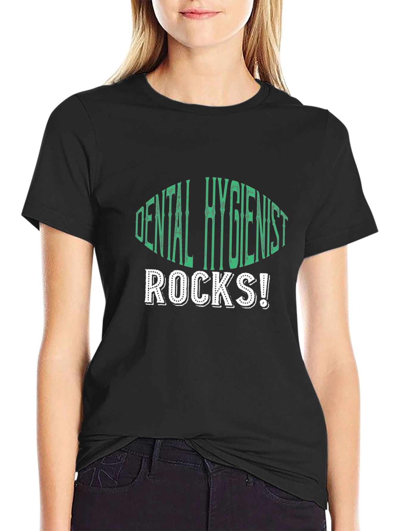 Dental Hygienist Rocks T-Shirt - Black Cotton Tee